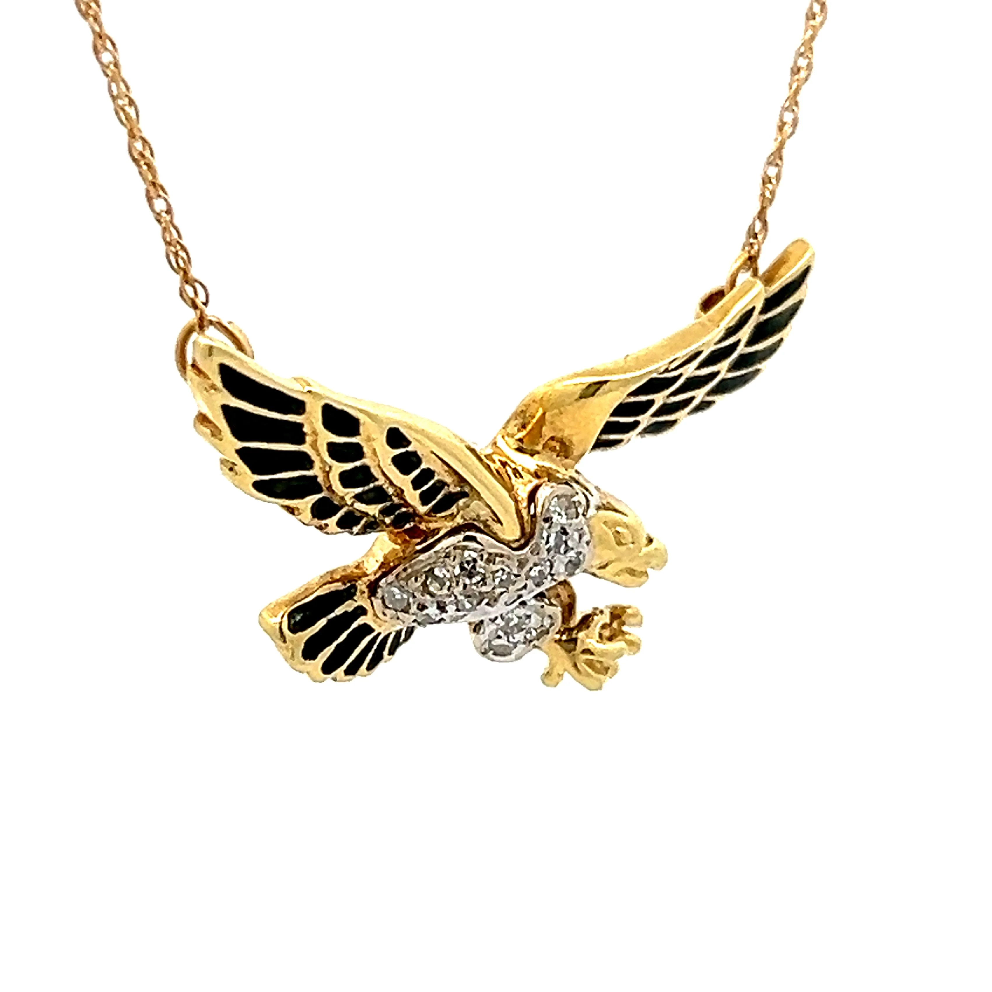 Vintage Mid-Century Diamond Eagle Pendant Necklace - Image 3
