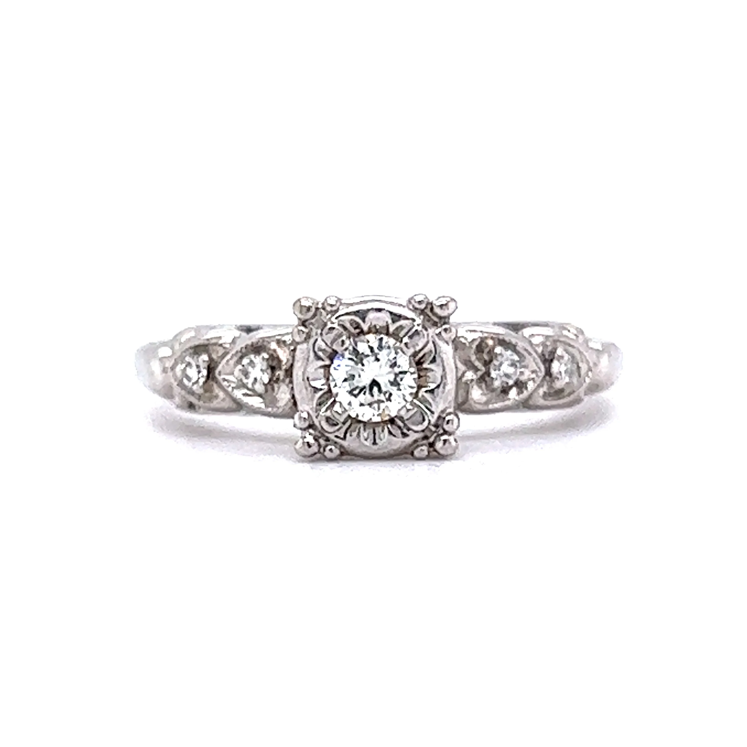 Vintage Mid-Century Diamond Engagement Ring in 14k