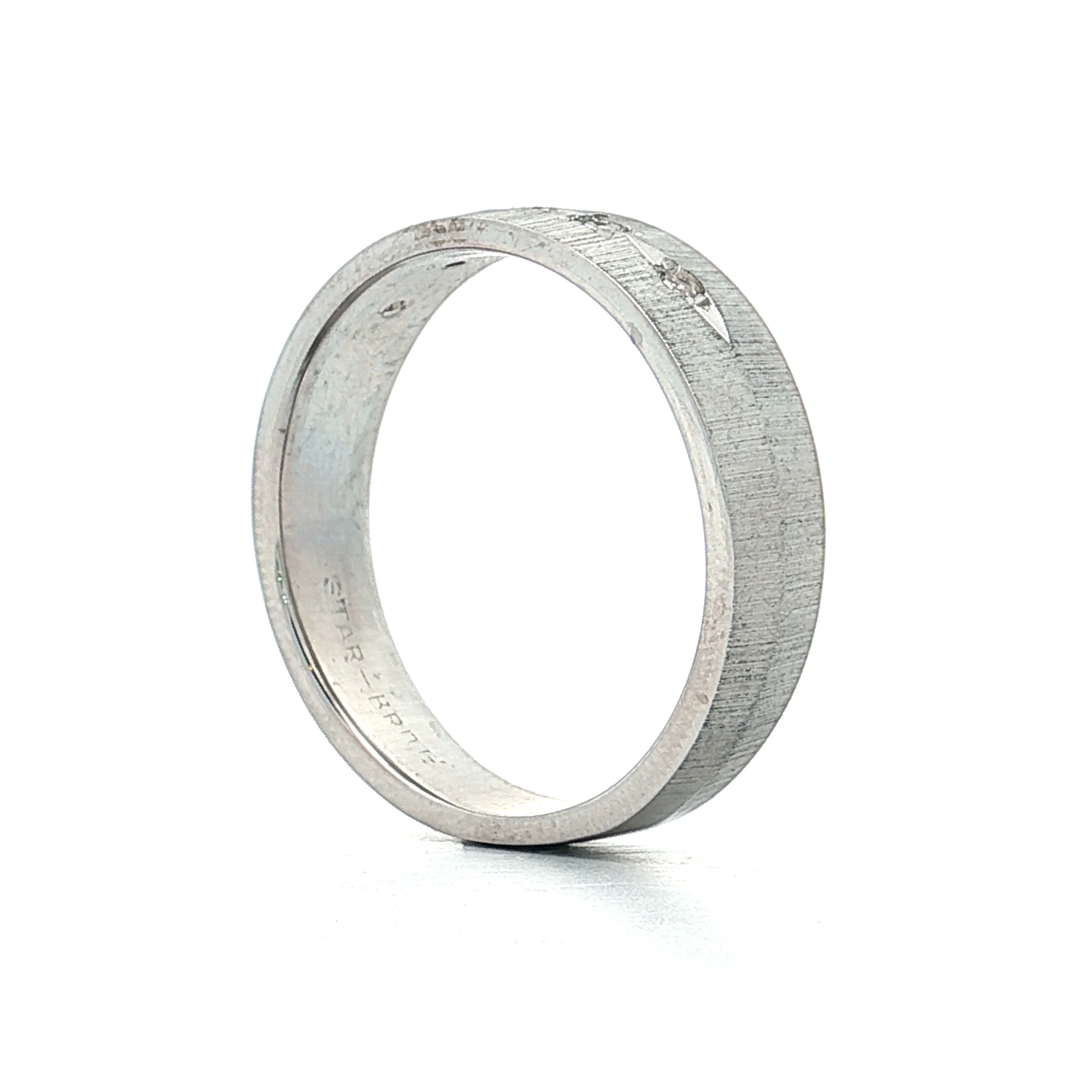 Vintage Mid-Century Diamond Men's Band 14k White Gold - Image 5
