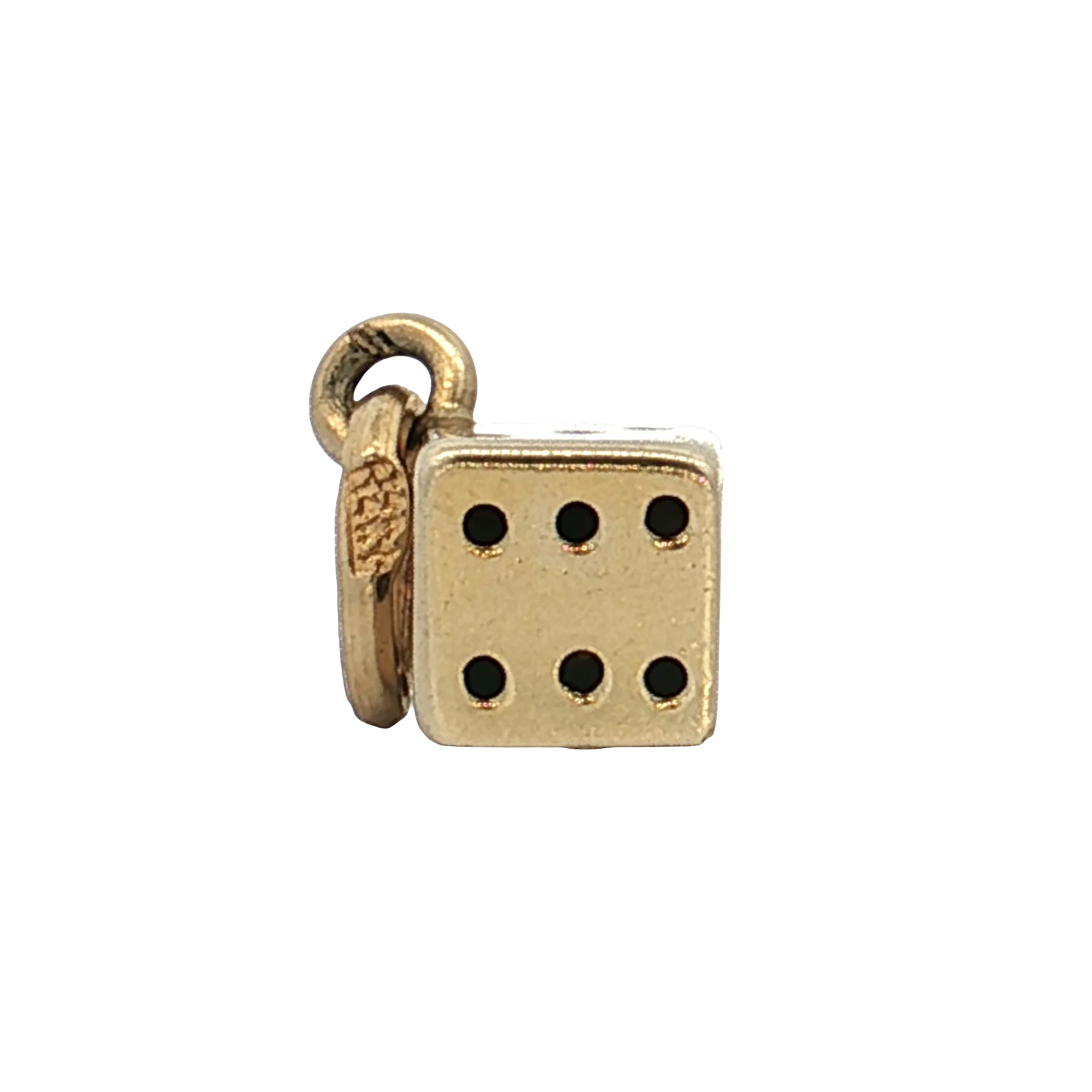Vintage Mid-Century Dice Charm in 14K Yellow Gold - Image 2