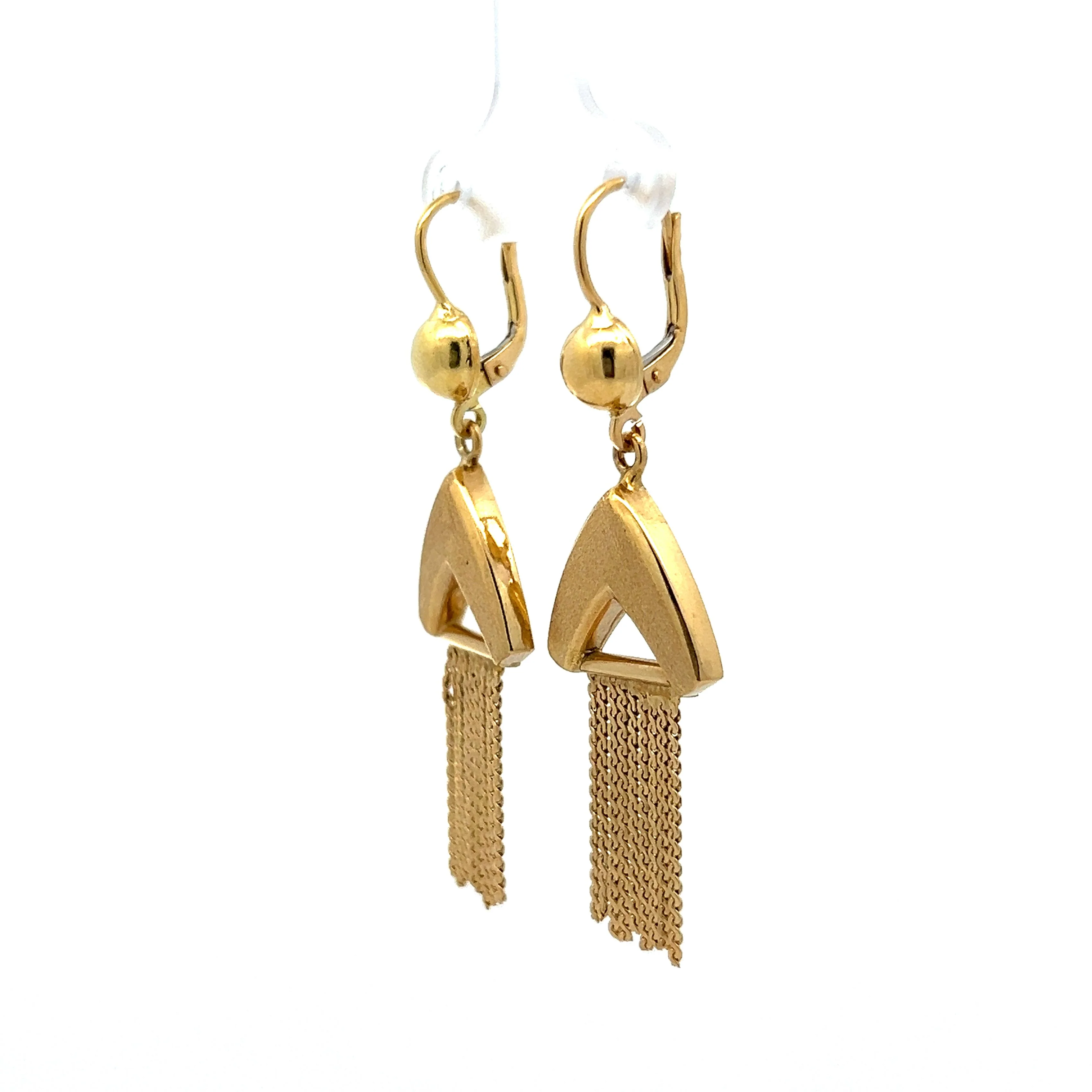 Vintage Mid-Century Drop Earrings in 14k Yellow Gold - Image 2