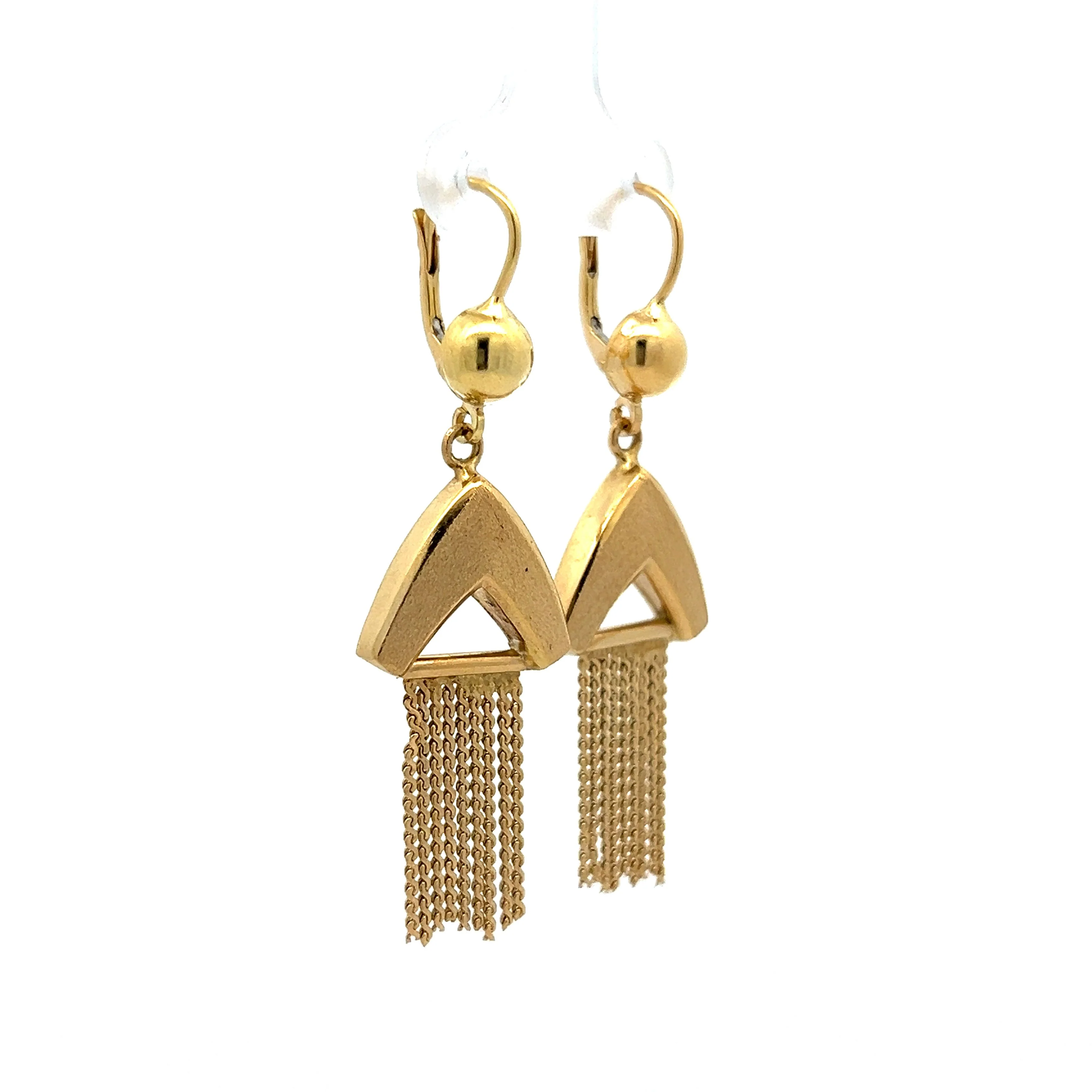 Vintage Mid-Century Drop Earrings in 14k Yellow Gold - Image 3