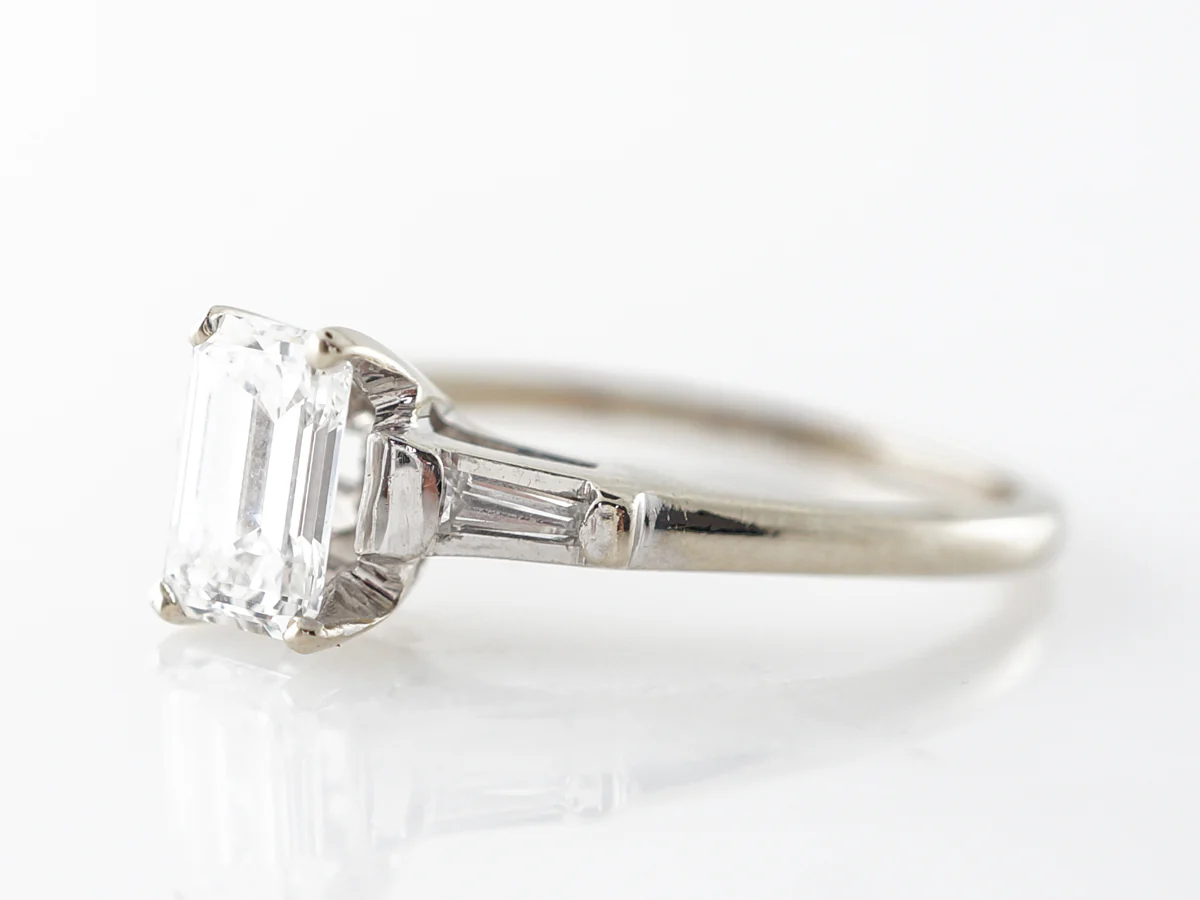 Vintage Mid-Century Emerald Cut Diamond Engagement Ring - Image 2