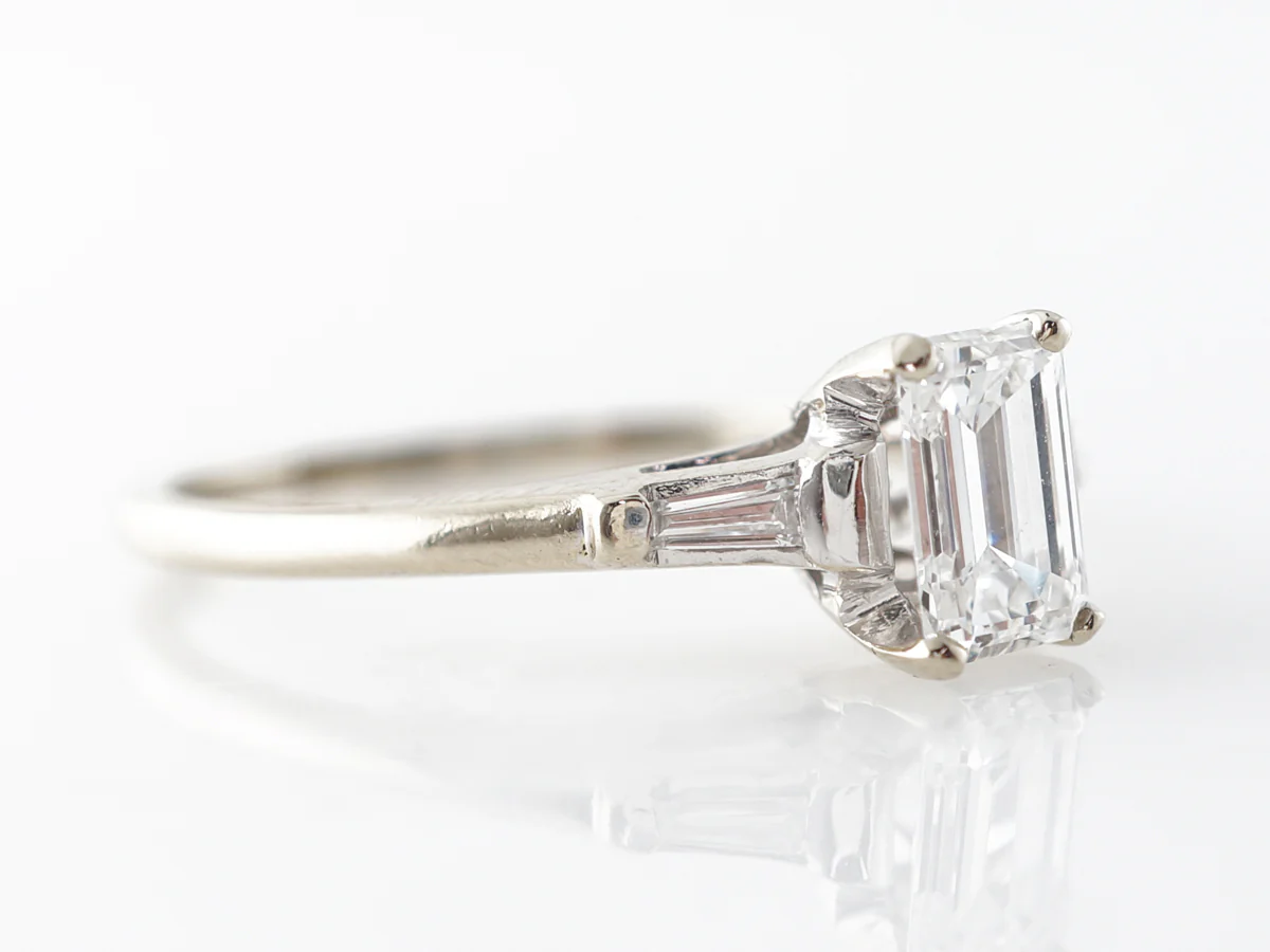 Vintage Mid-Century Emerald Cut Diamond Engagement Ring - Image 3