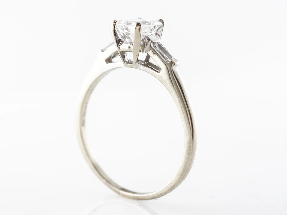 Vintage Mid-Century Emerald Cut Diamond Engagement Ring - Image 5
