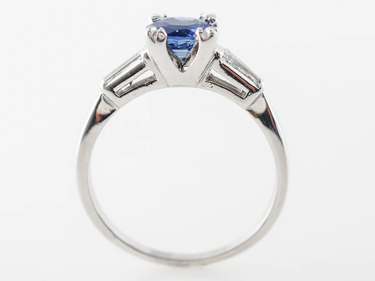 Vintage Mid-Century Engagement Ring w/ Sapphire and Diamonds - Image 4