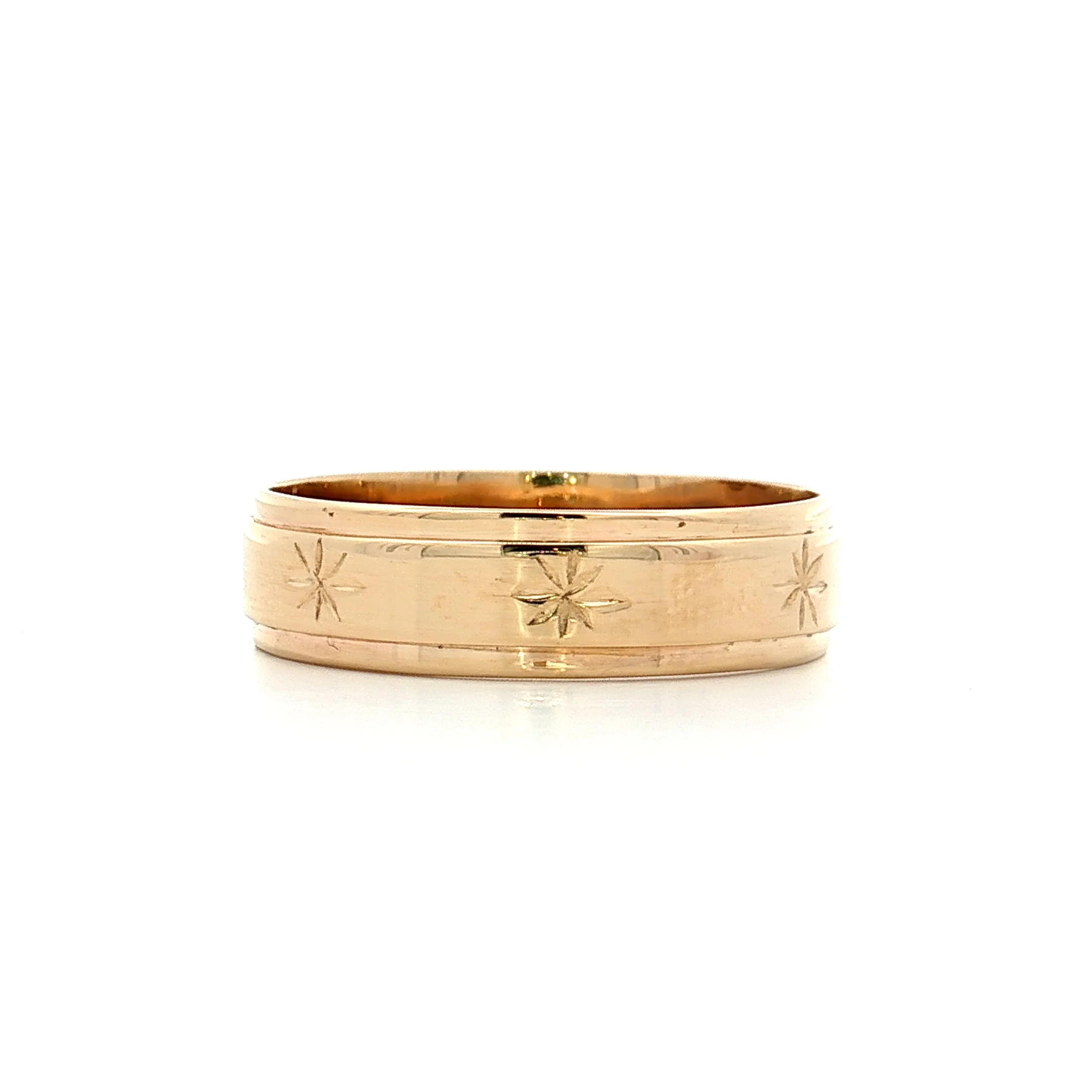 Vintage Mid-Century Engraved Men's Wedding Band 14k - Image 3