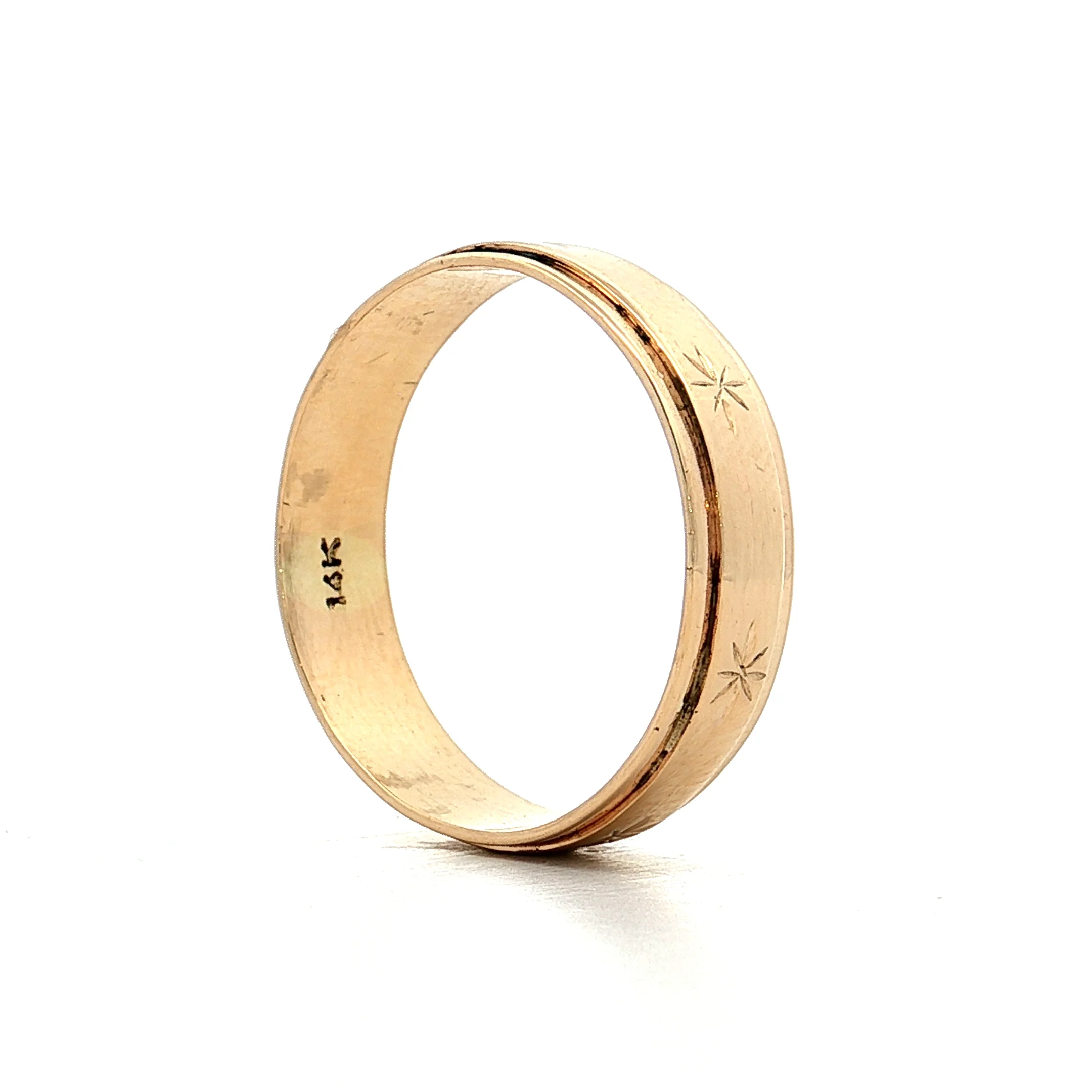 Vintage Mid-Century Engraved Men's Wedding Band 14k - Image 5