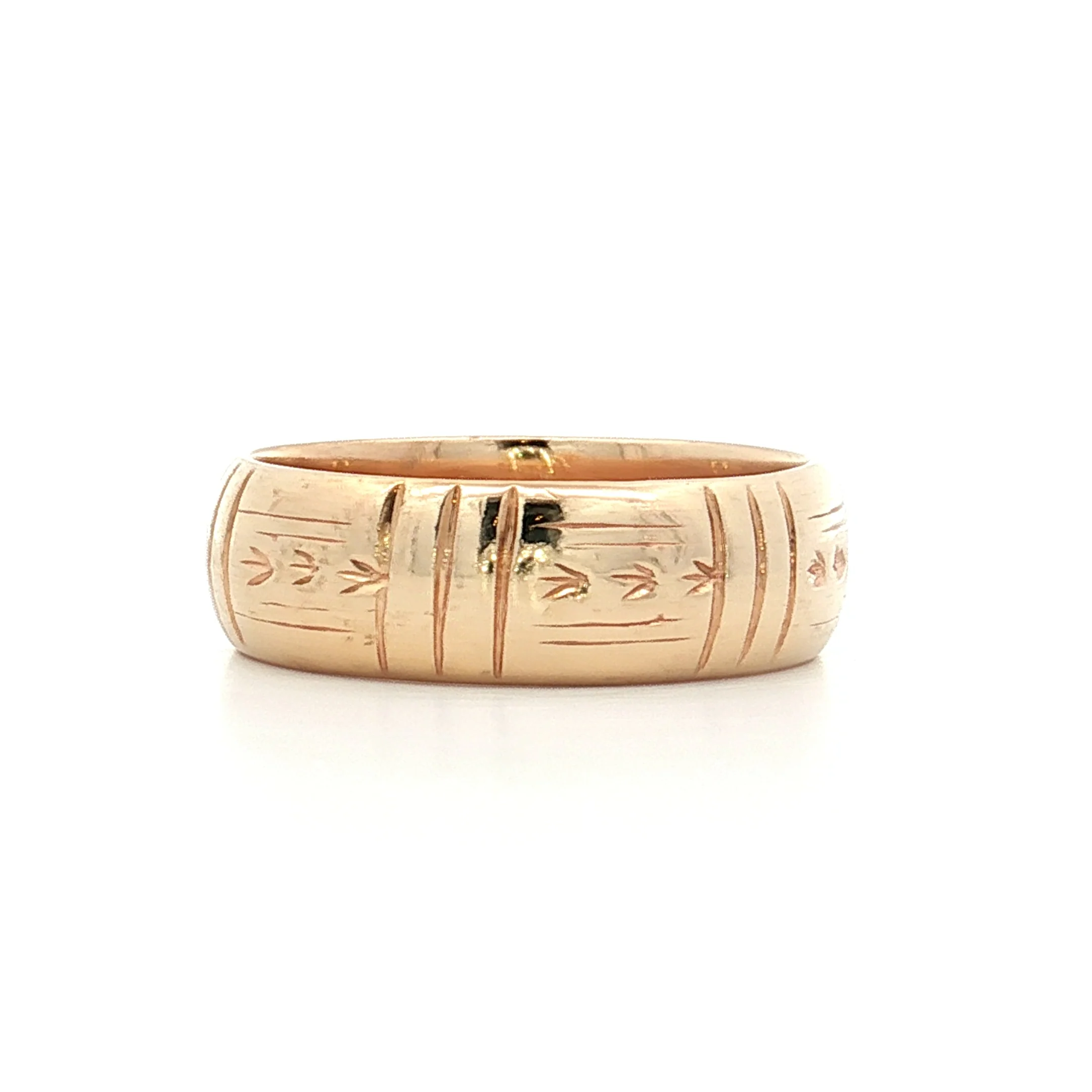 Vintage Mid-Century Engraved Wedding Band 14k Yellow Gold - Image 3