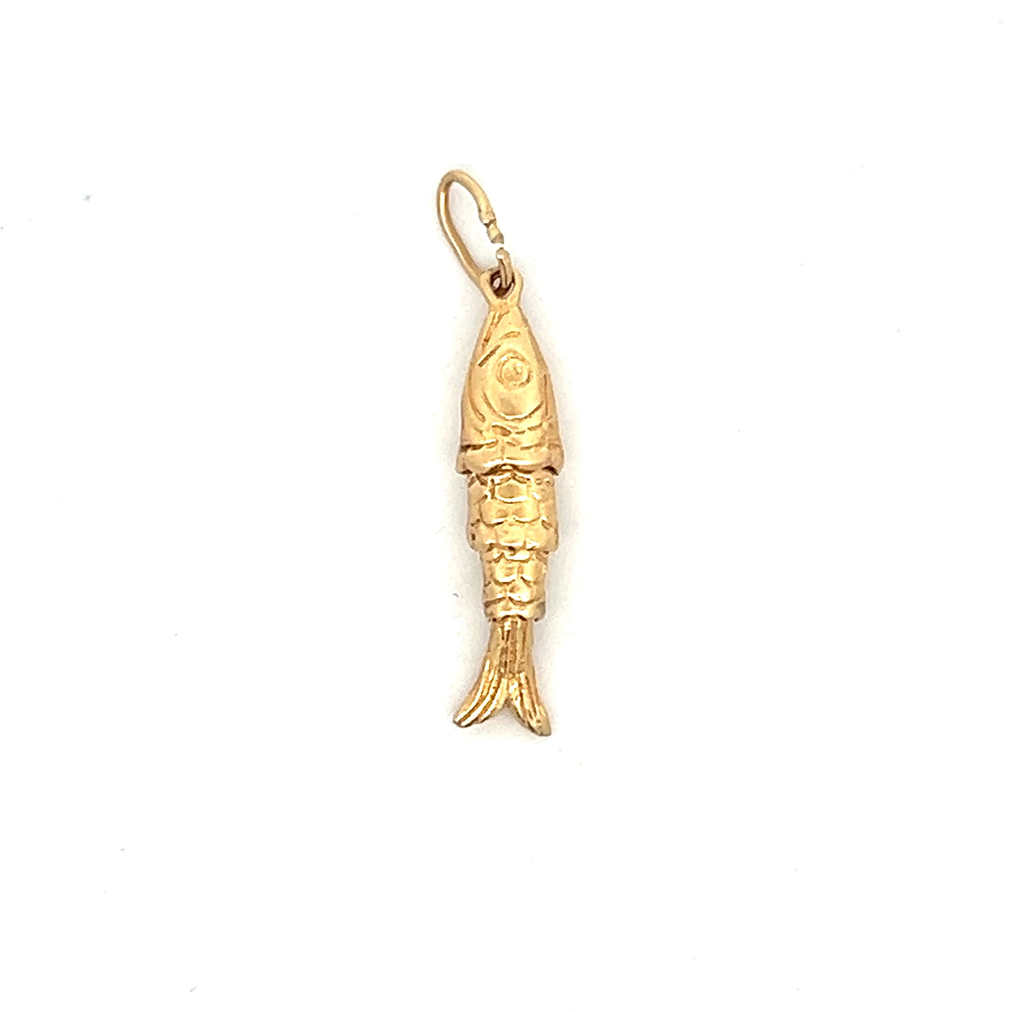 Vintage Mid-Century Fish Charm in 14k Yellow Gold