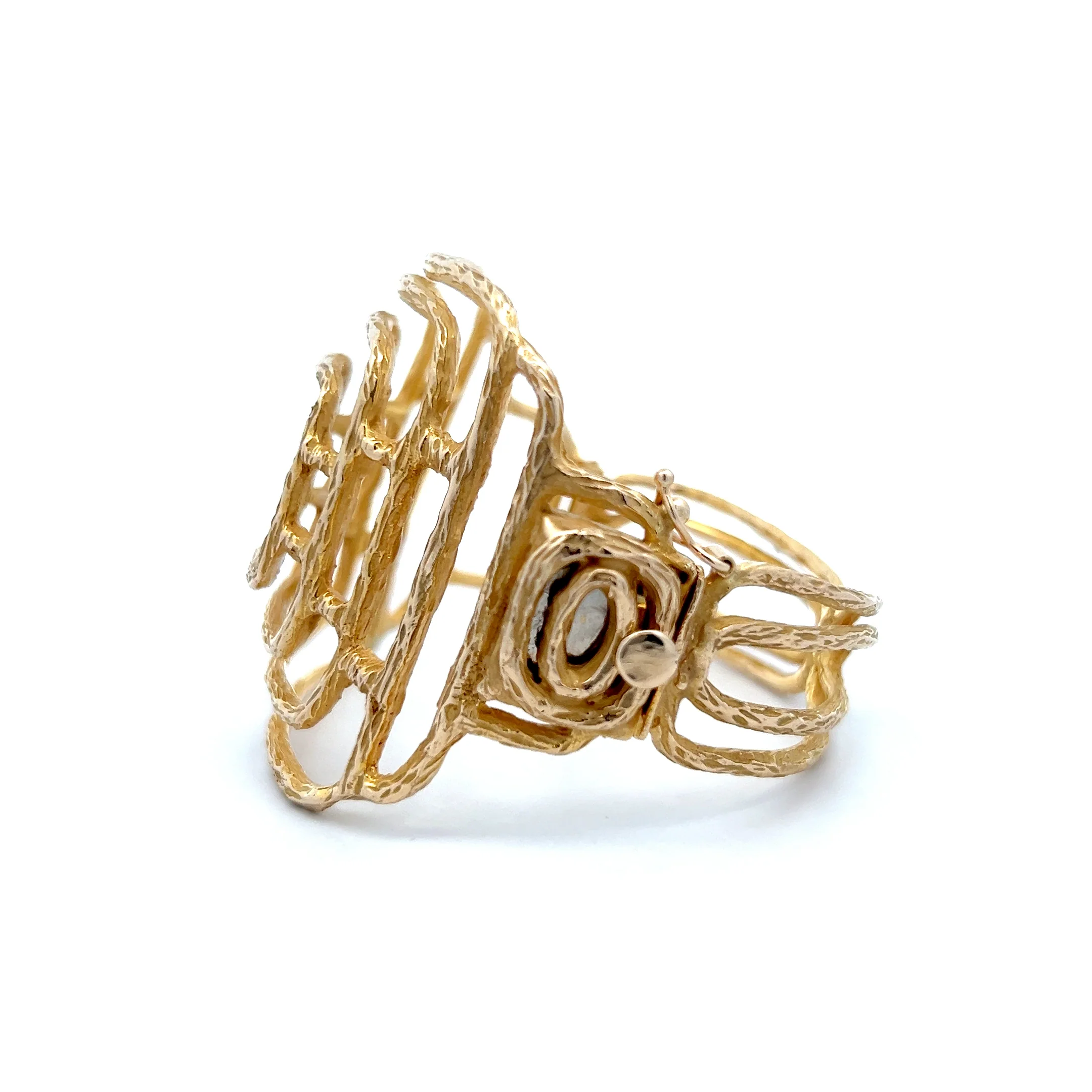 Vintage Mid-Century Geometric Cuff Bracelet 14k Yellow Gold - Image 2