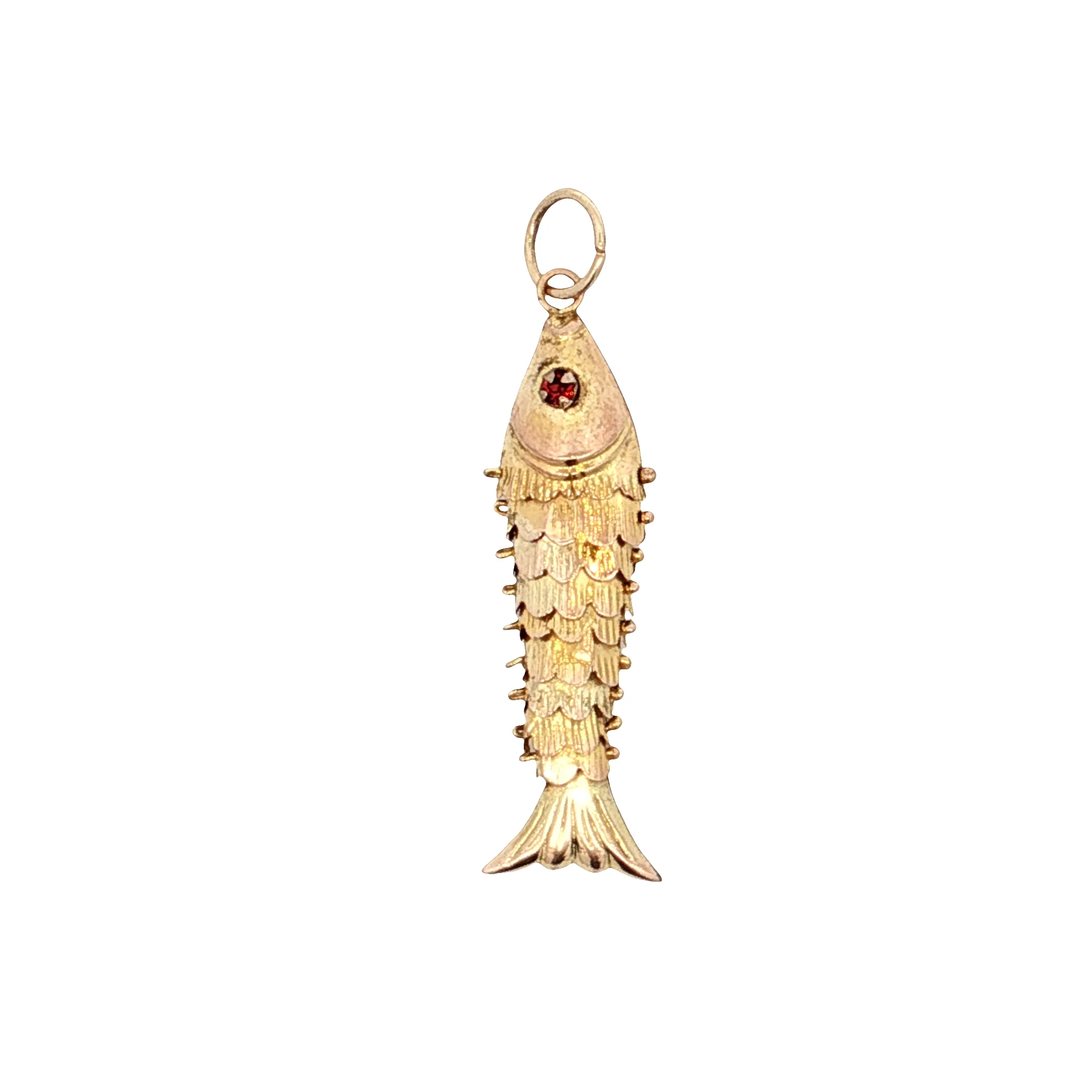 Vintage Mid-Century Koi Fish Pendant 14k Yellow Gold
