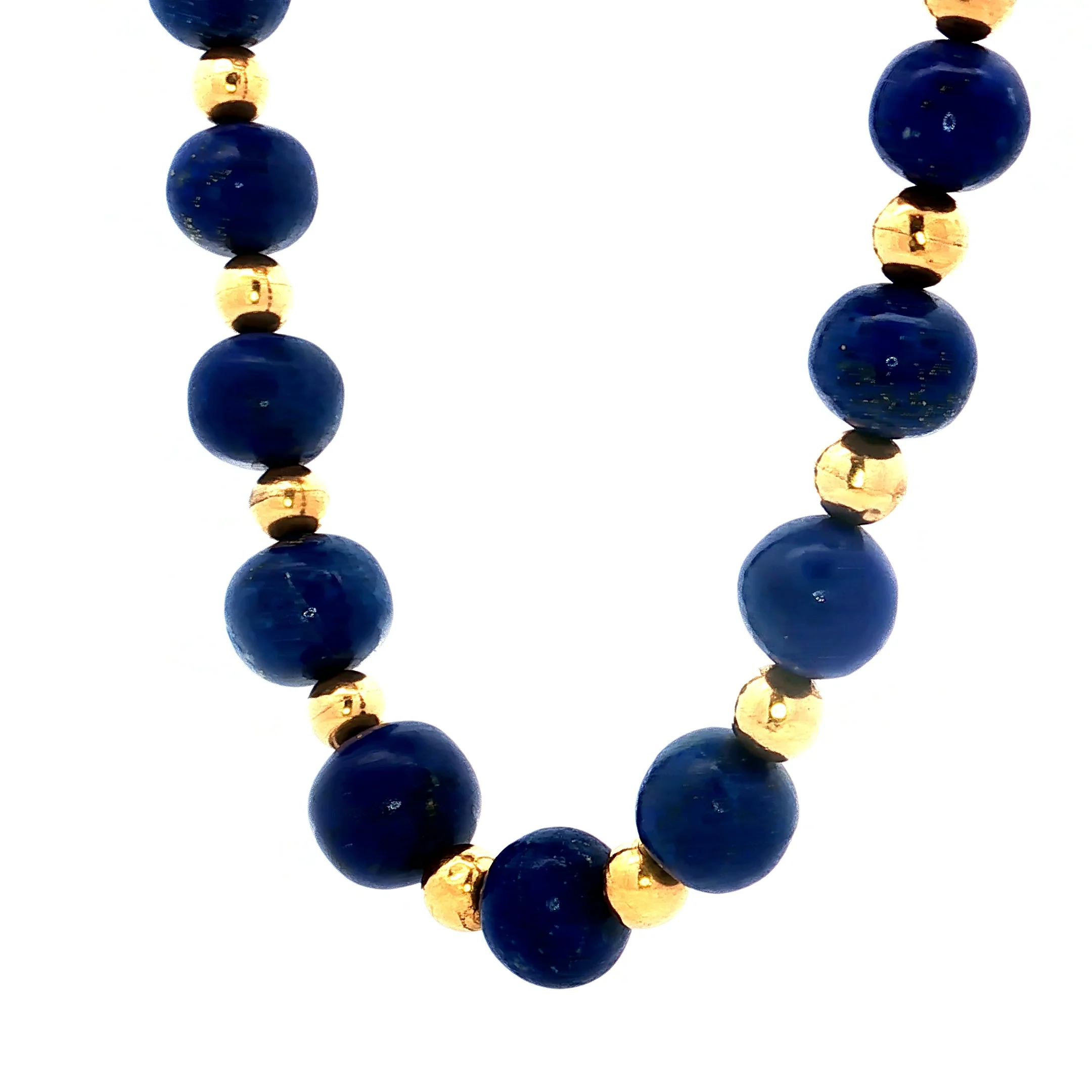Vintage Mid-Century Lapis Lazuli Necklace in 14k - Image 2