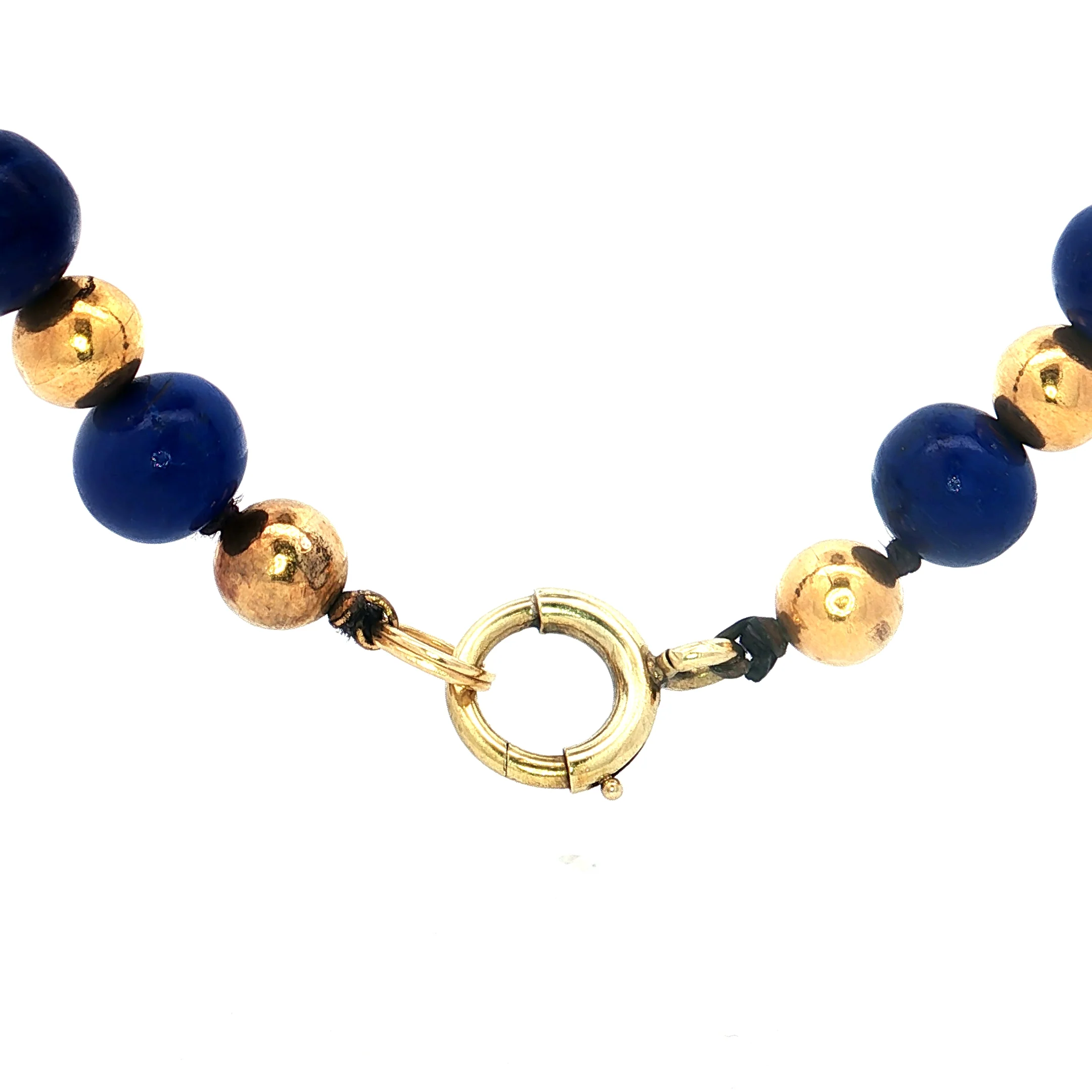 Vintage Mid-Century Lapis Lazuli Necklace in 14k - Image 4
