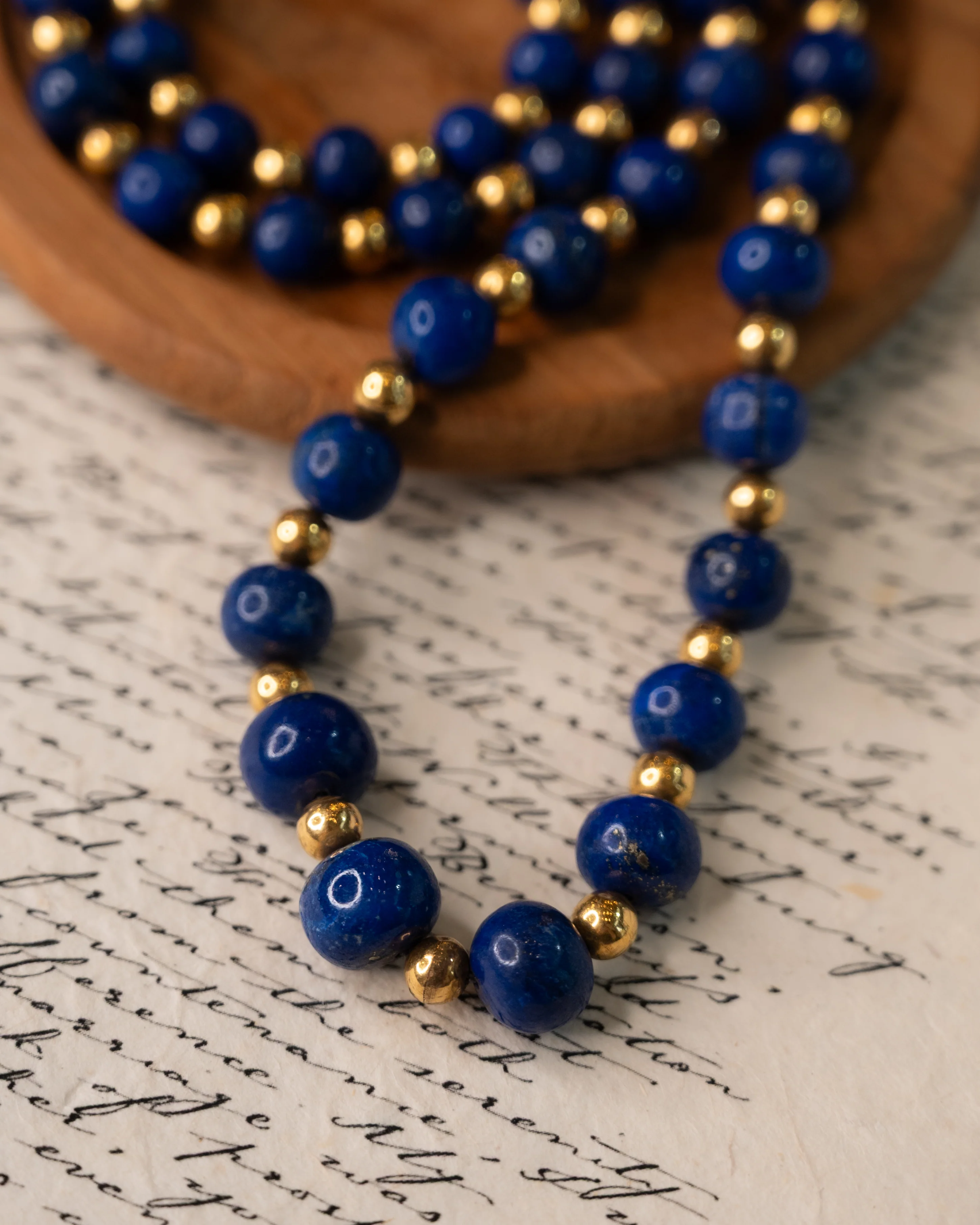 Vintage Mid-Century Lapis Lazuli Necklace in 14k - Image 5