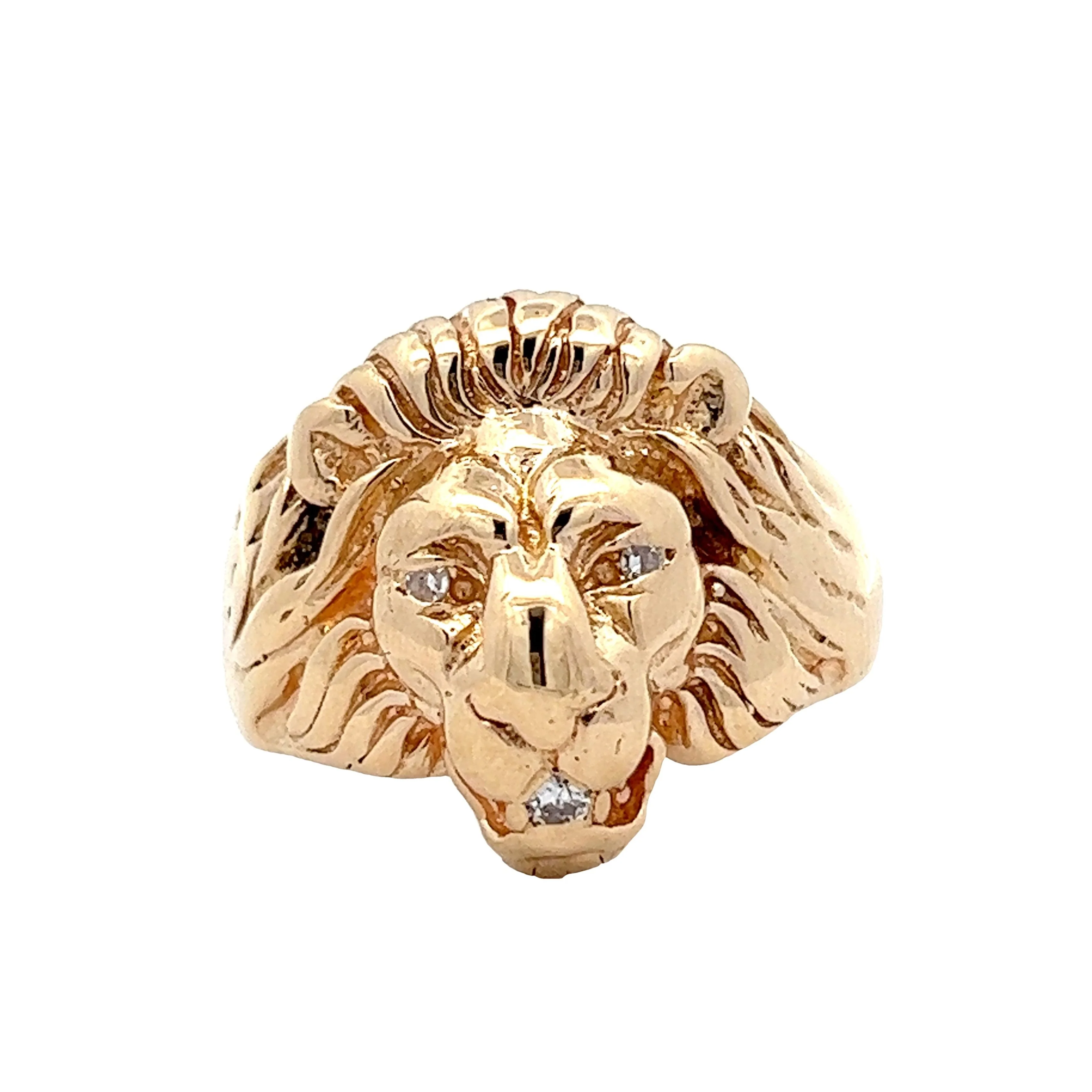 Vintage Mid-Century Lions Head in 14k Yellow Gold