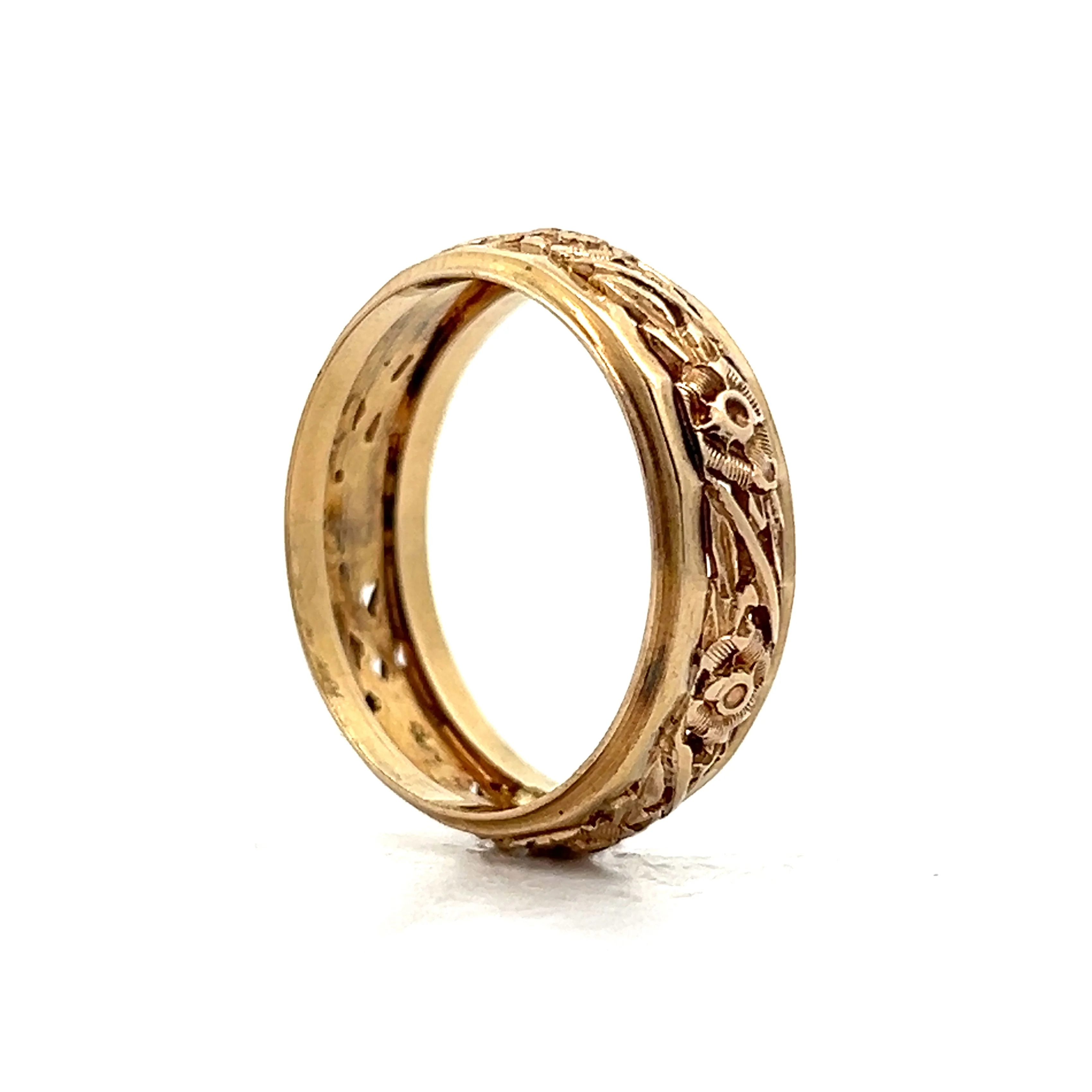 Vintage Mid-Century Men's Floral Band in 14k Yellow Gold - Image 5