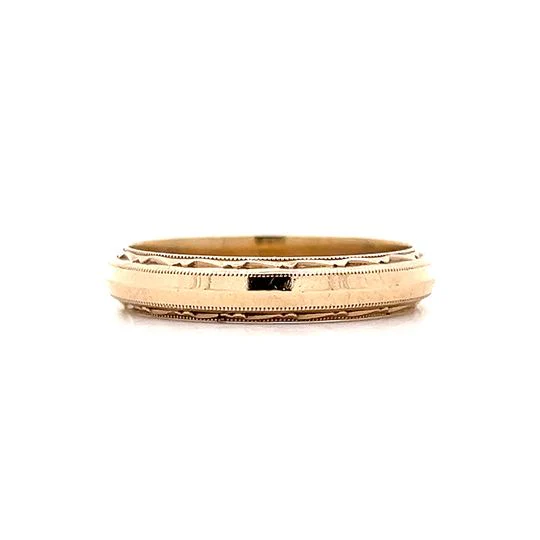 Vintage Mid-Century Mens Milgrain Band in 14k