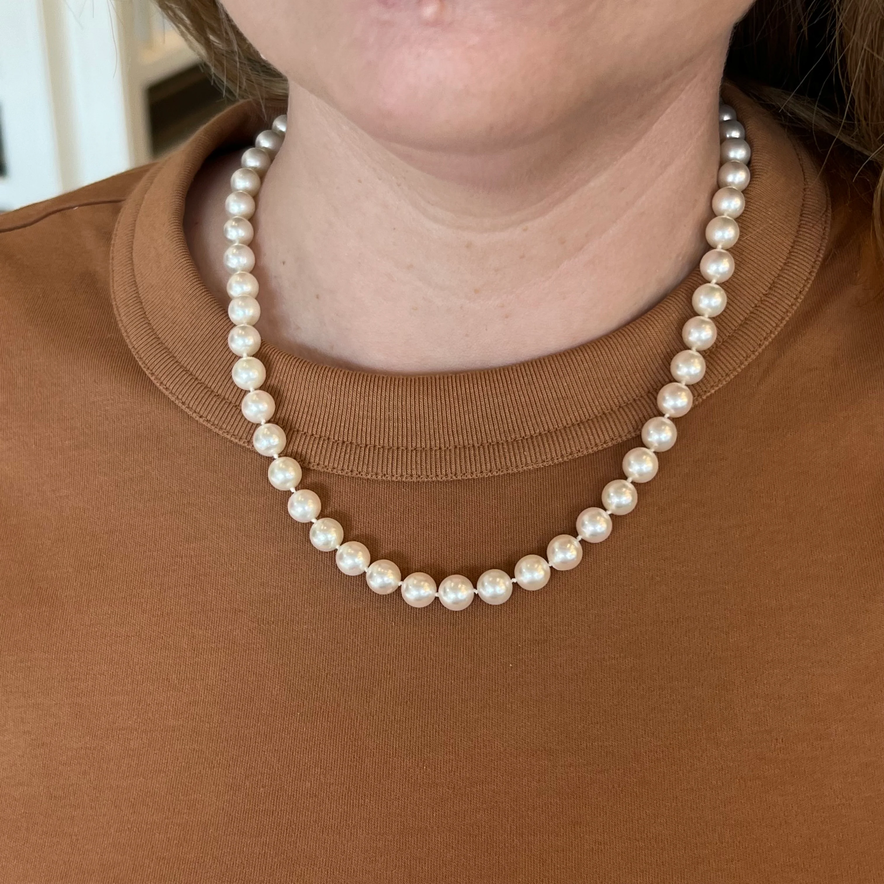 Vintage Mid-Century Necklace Akoya Pearl in 14k Yellow Gold - Image 4