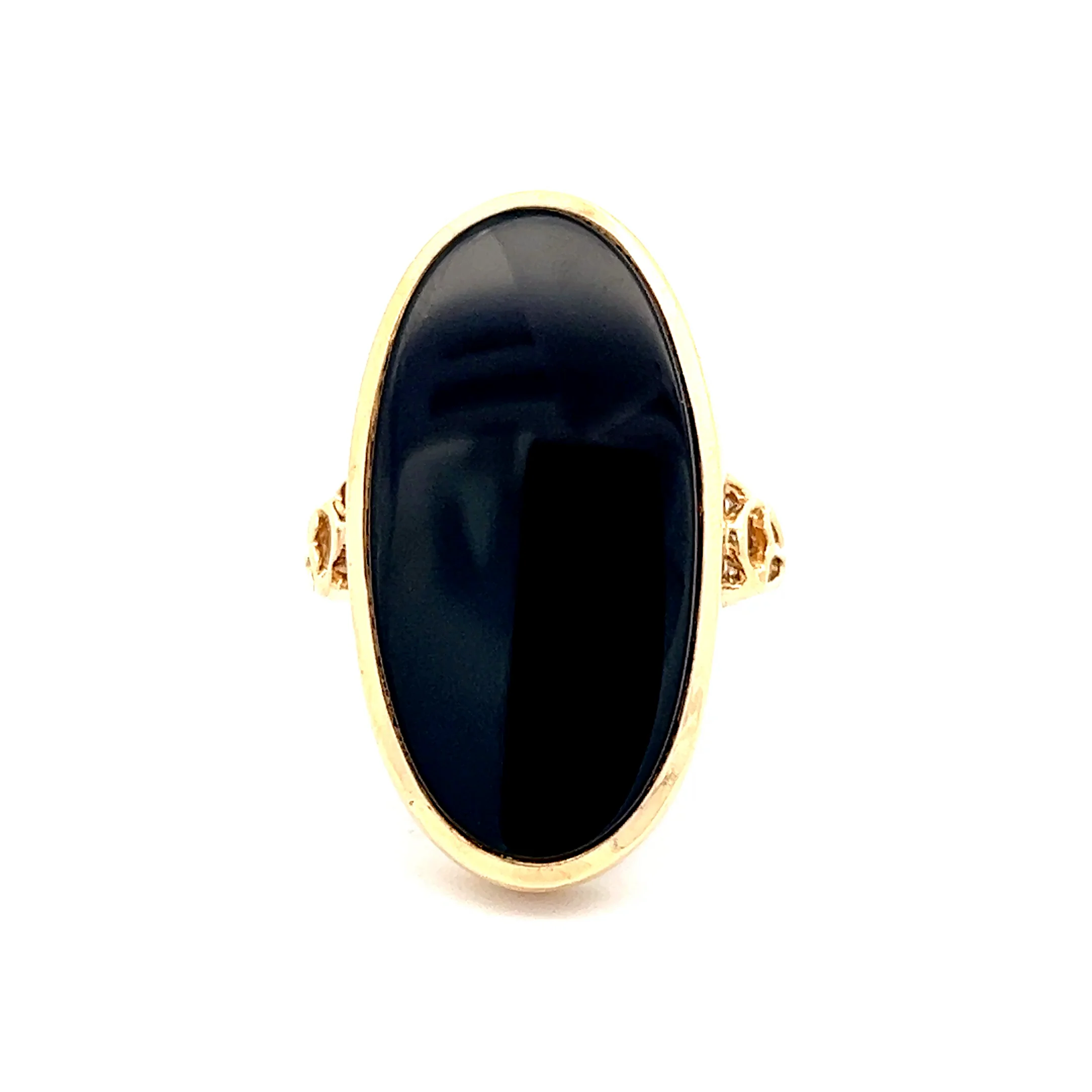 Vintage Mid-Century Onyx Right Hand Ring in 14k