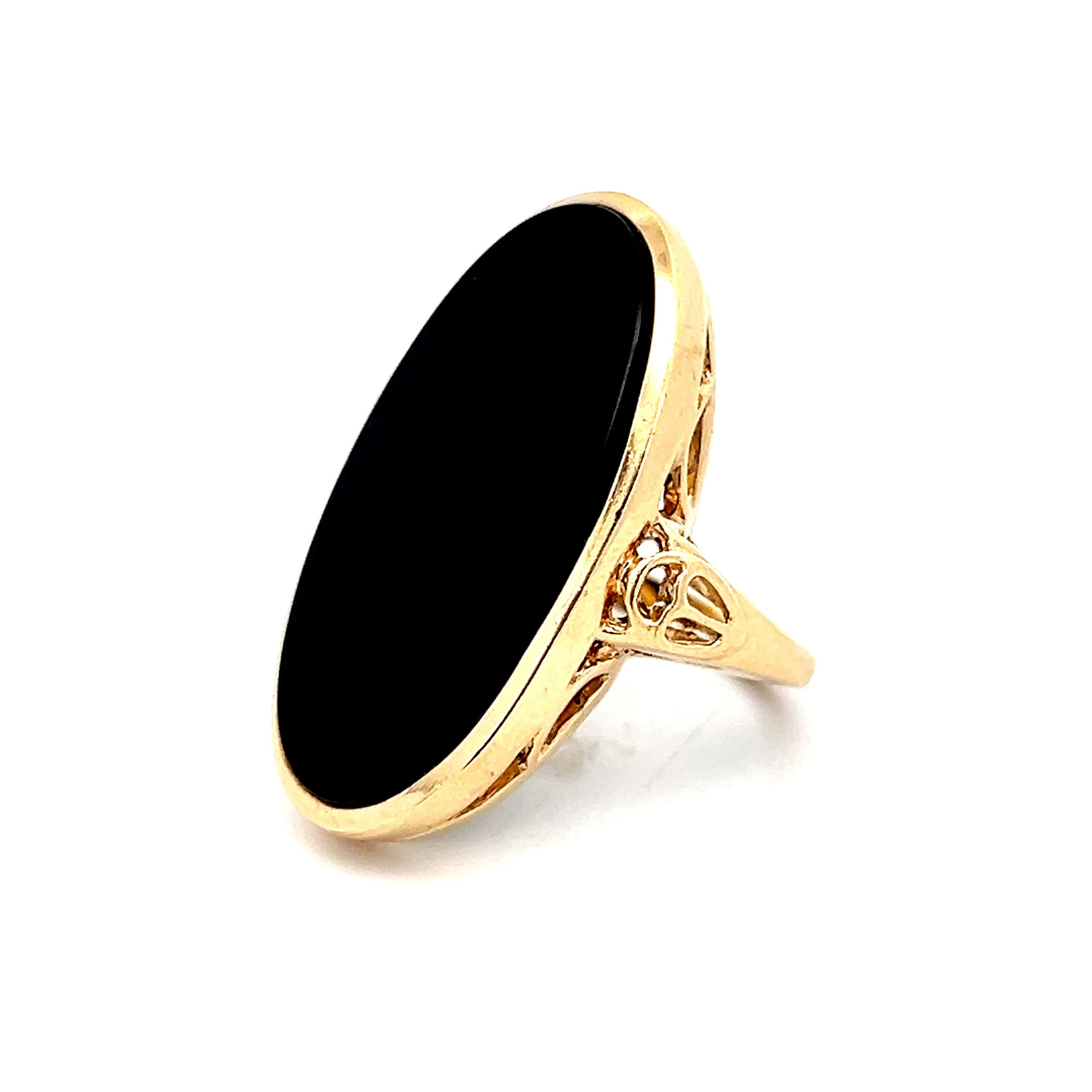 Vintage Mid-Century Onyx Right Hand Ring in 14k - Image 2