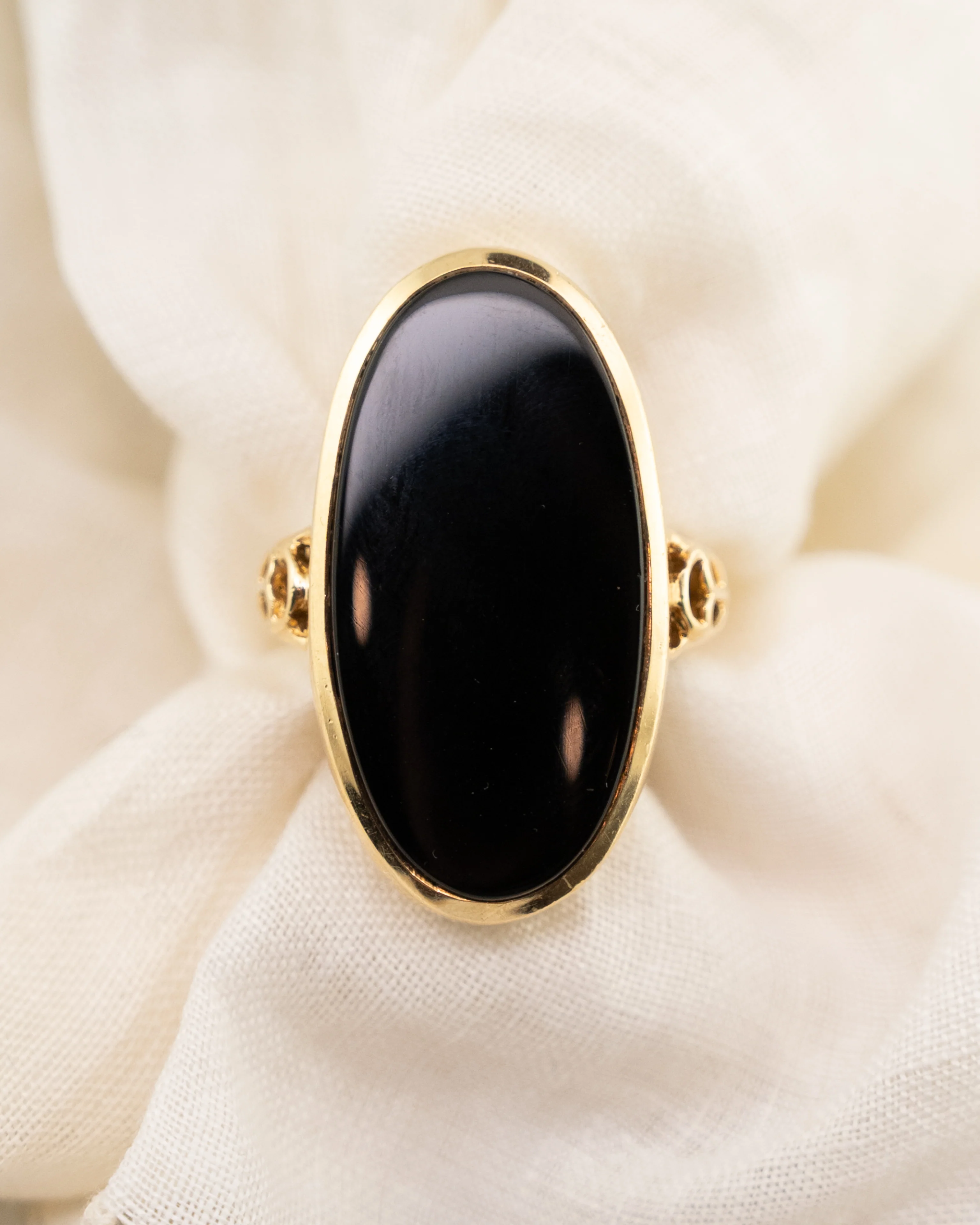 Vintage Mid-Century Onyx Right Hand Ring in 14k - Image 6