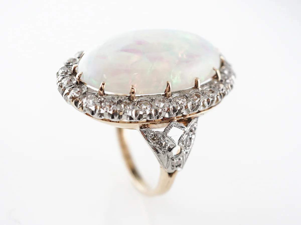 Vintage Mid-Century Opal & Diamond Cocktail Ring - Image 4