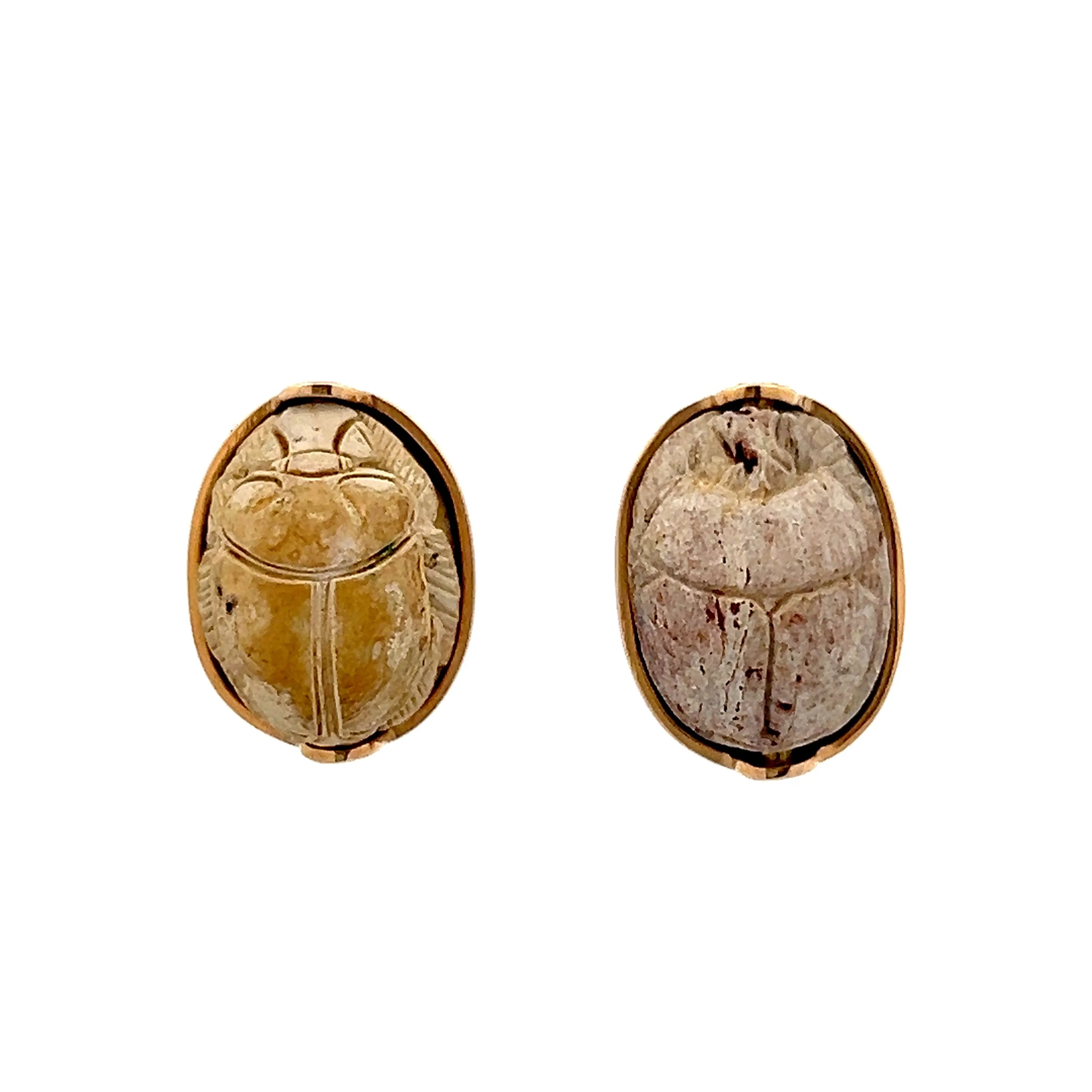 Vintage Mid-Century Scarab Beetle Earrings in 18k
