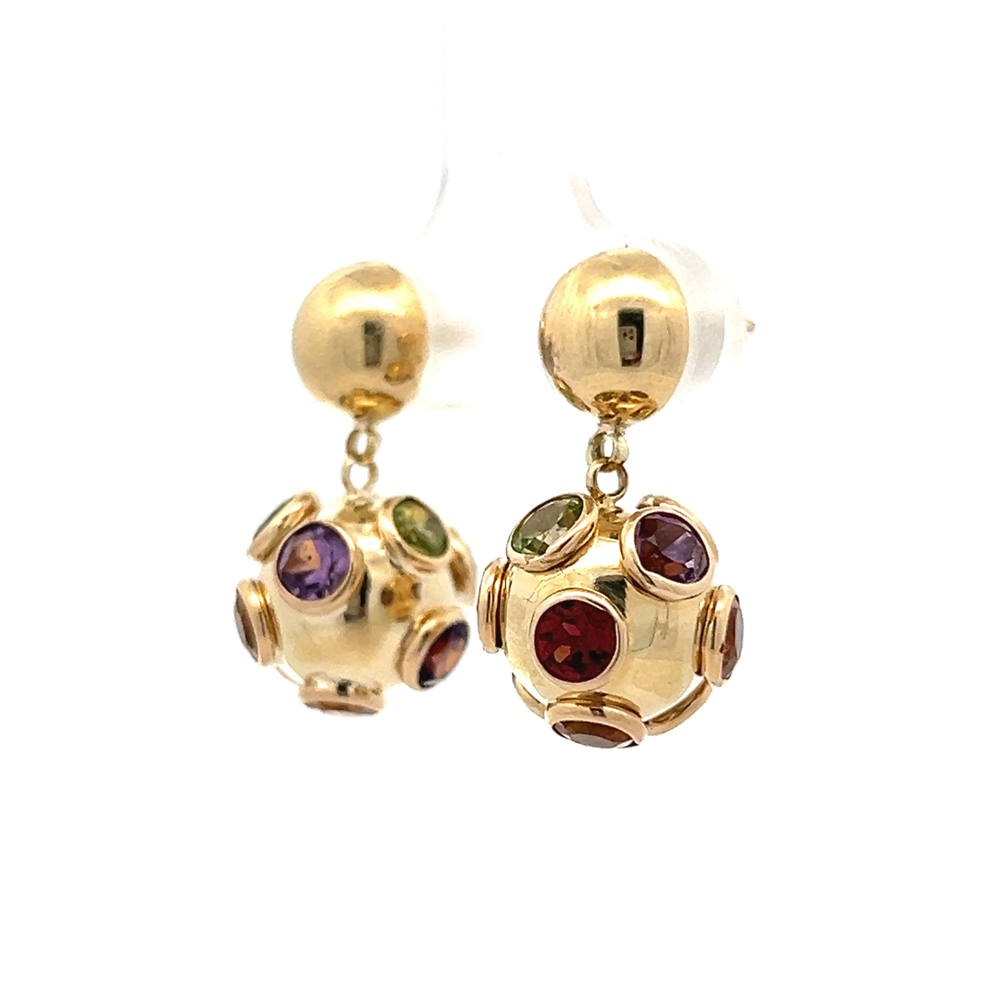 Vintage Mid-Century Sputnik Drop Earrings in Yellow Gold - Image 2
