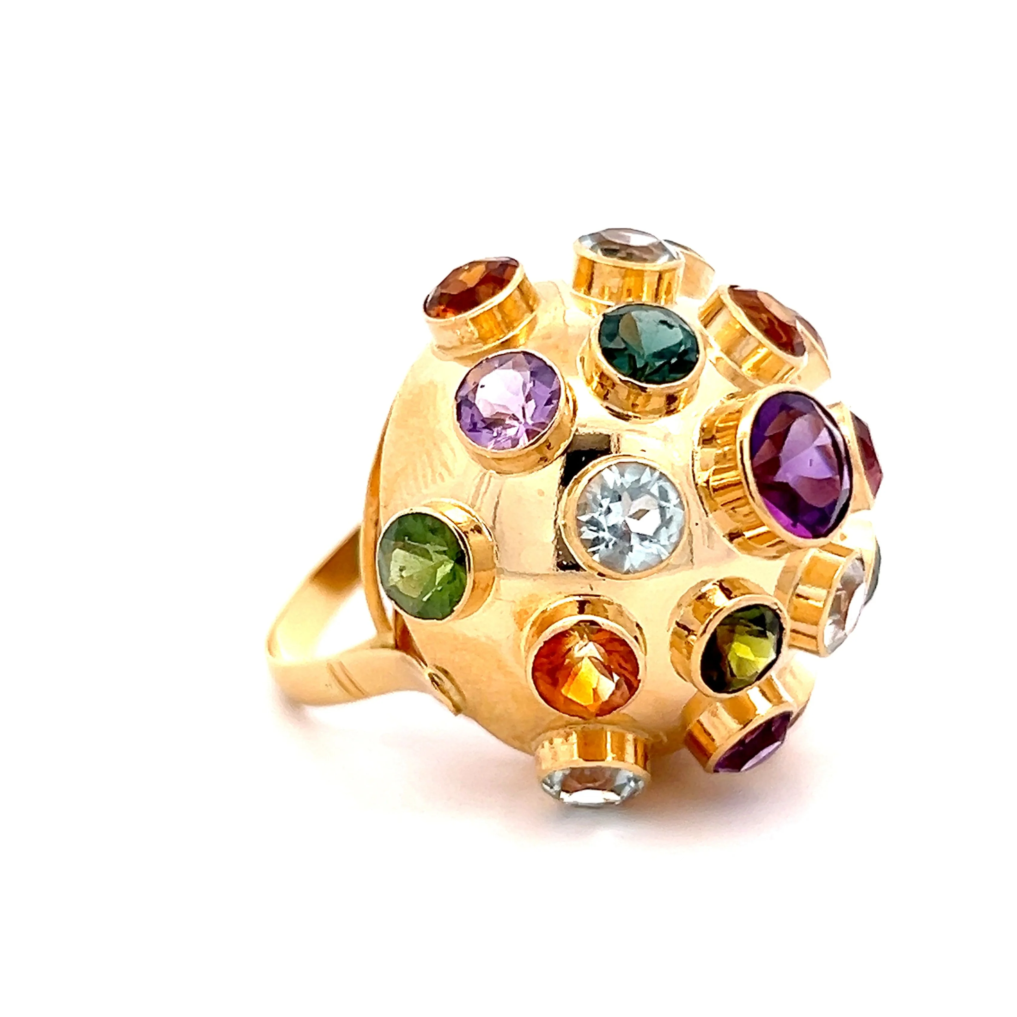 Vintage Mid-Century Sputnik Gemstone Ring in 18k - Image 3