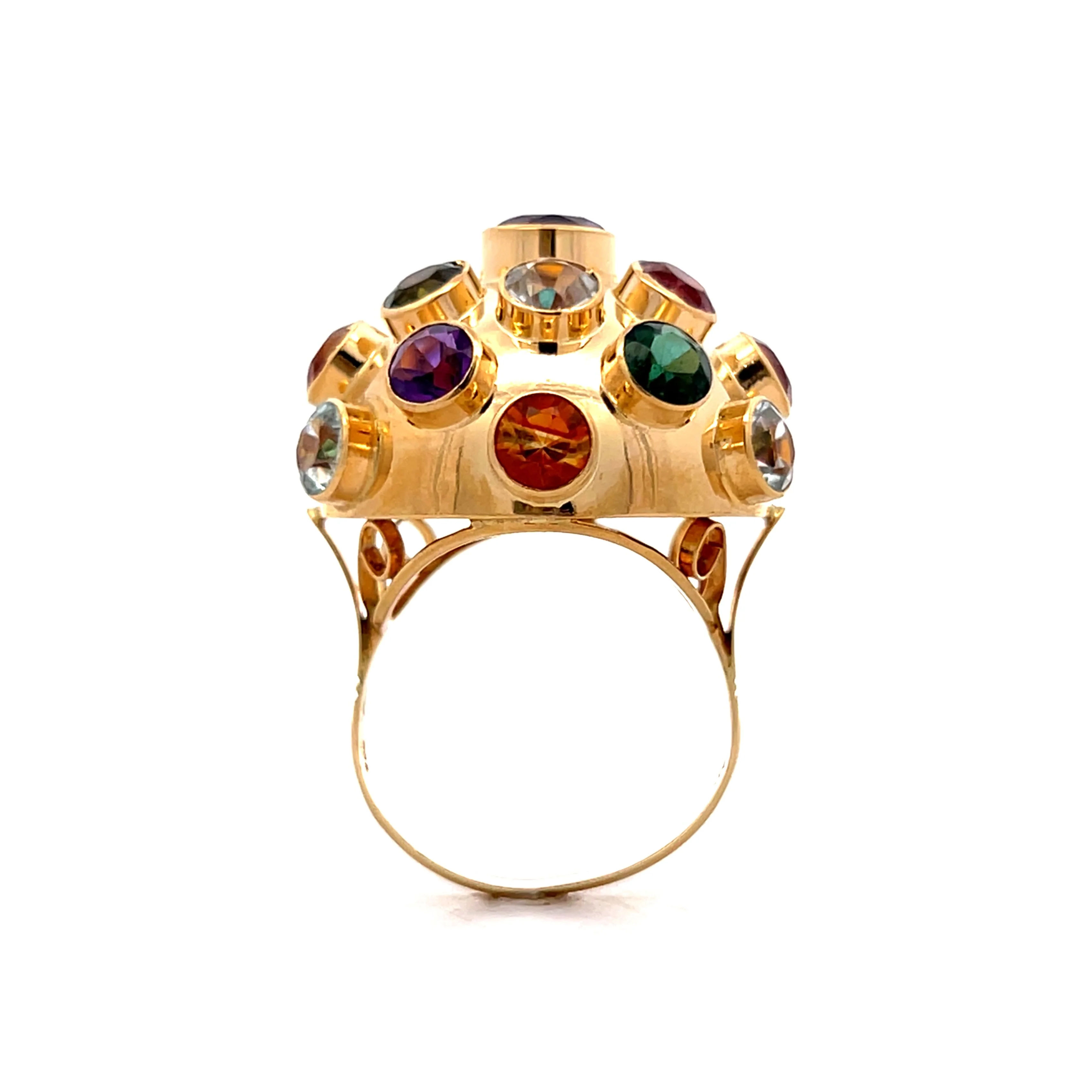 Vintage Mid-Century Sputnik Gemstone Ring in 18k - Image 4