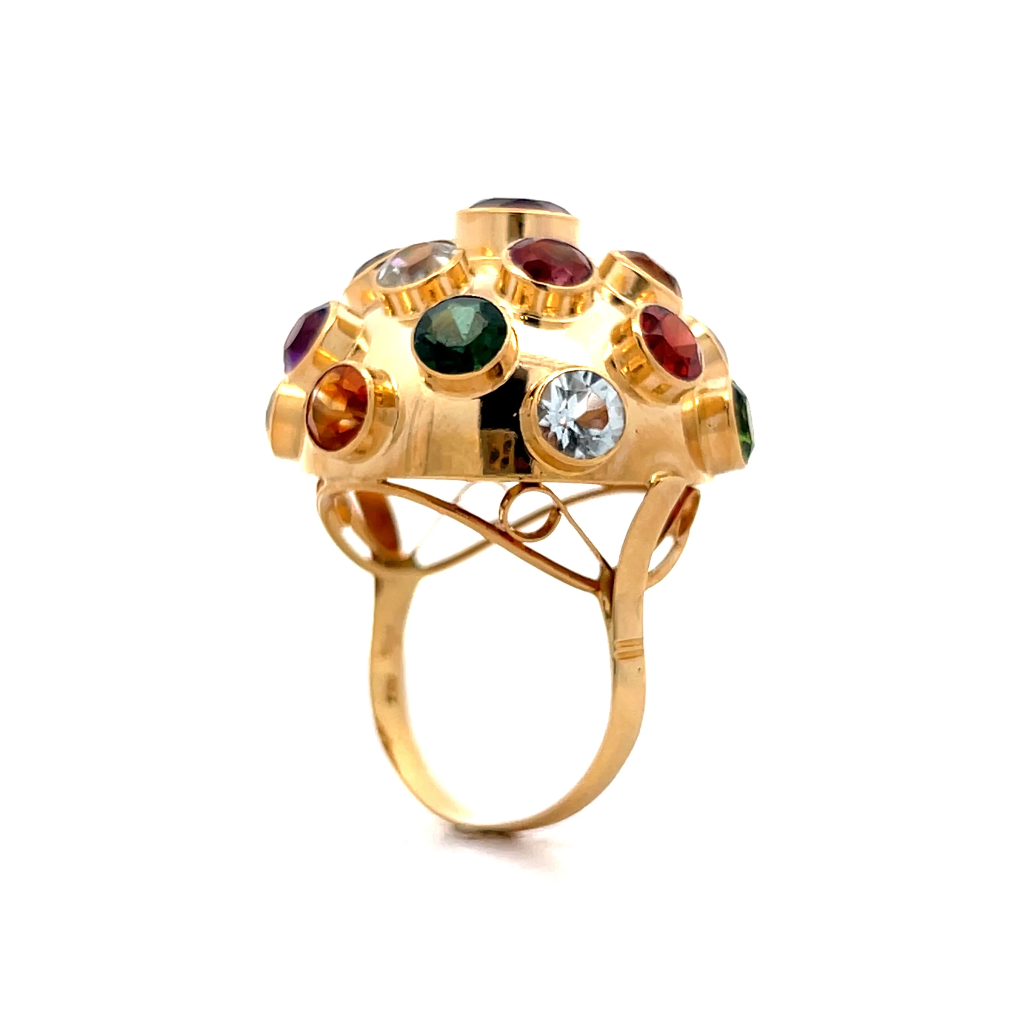 Vintage Mid-Century Sputnik Gemstone Ring in 18k - Image 5