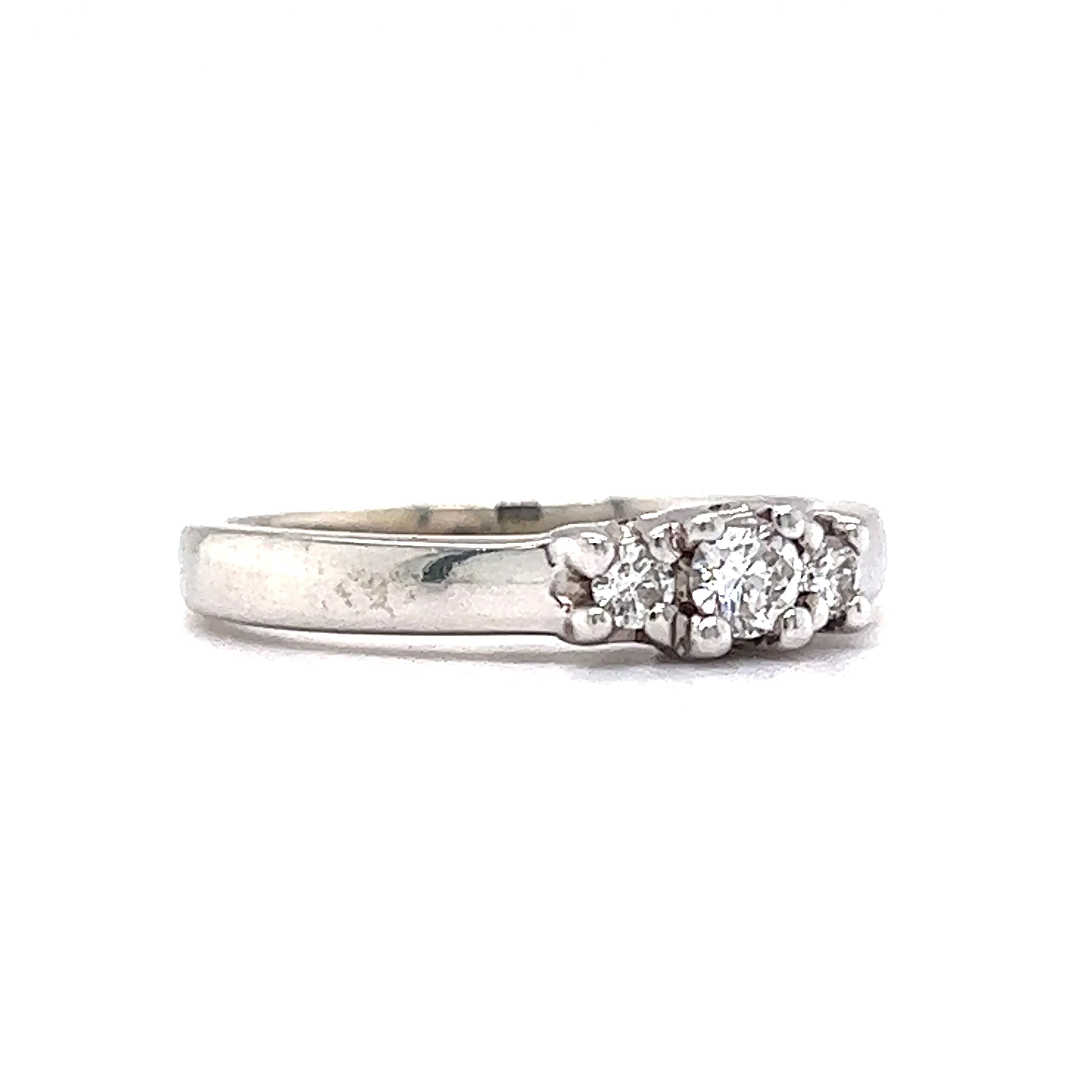 Vintage Mid-Century Three Stone Diamond Engagement Ring in 14k - Image 3
