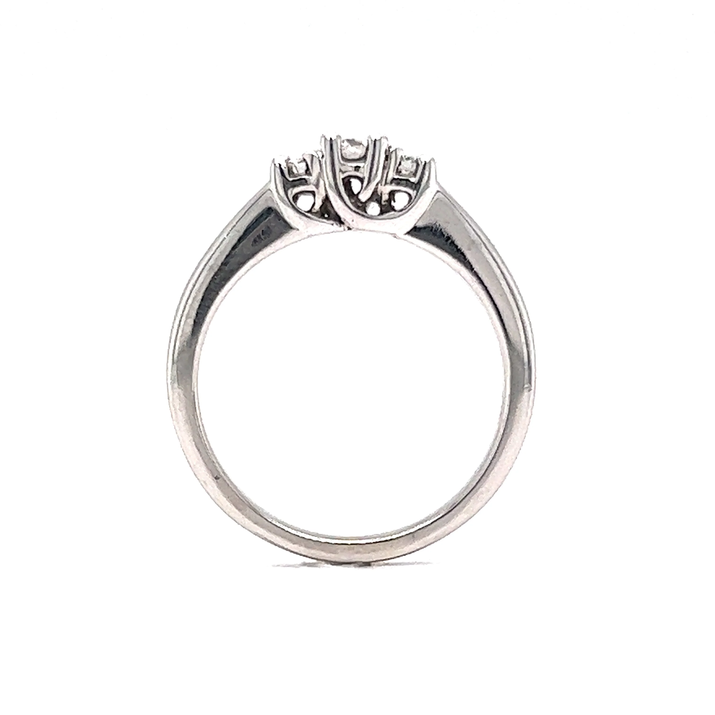Vintage Mid-Century Three Stone Diamond Engagement Ring in 14k - Image 4