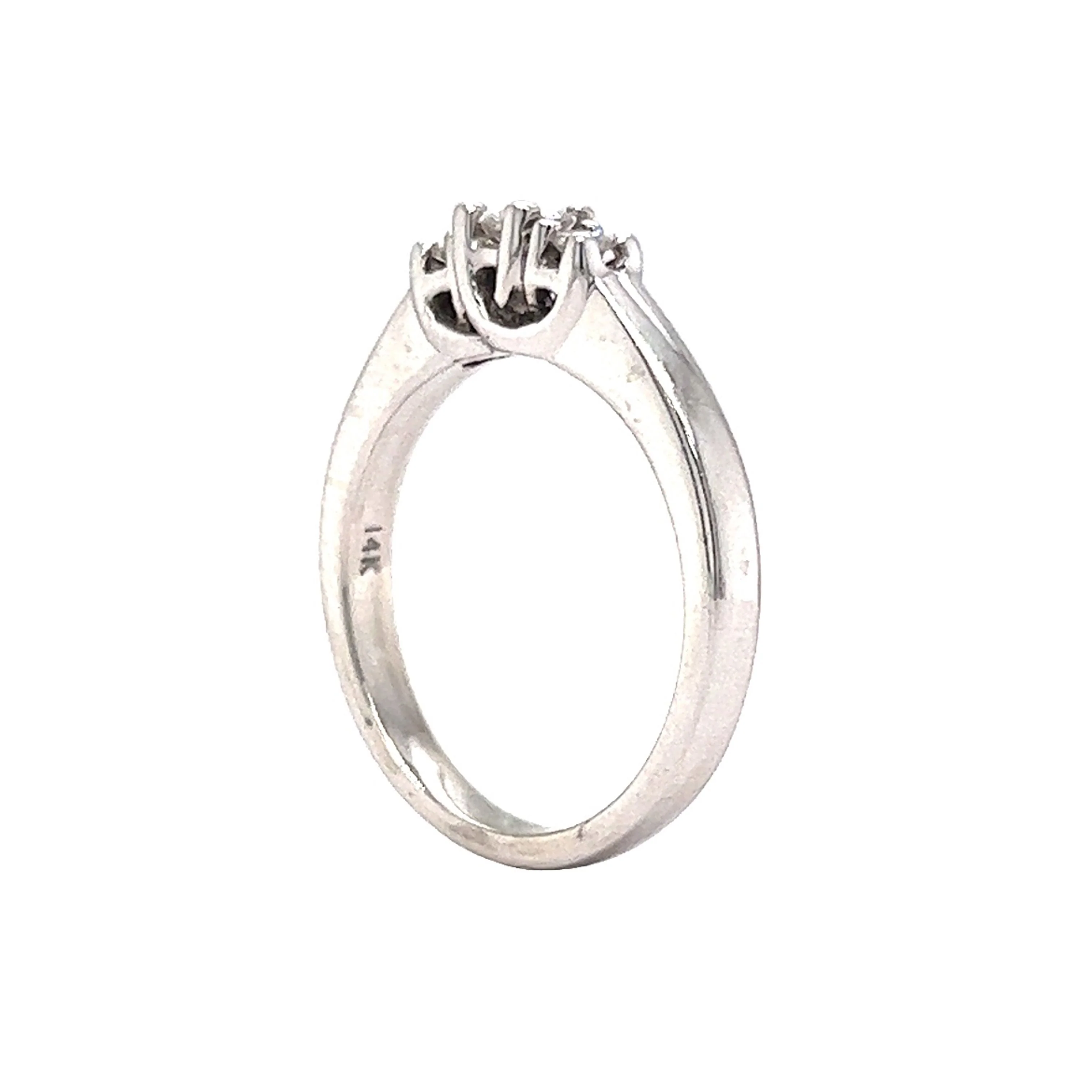 Vintage Mid-Century Three Stone Diamond Engagement Ring in 14k - Image 5