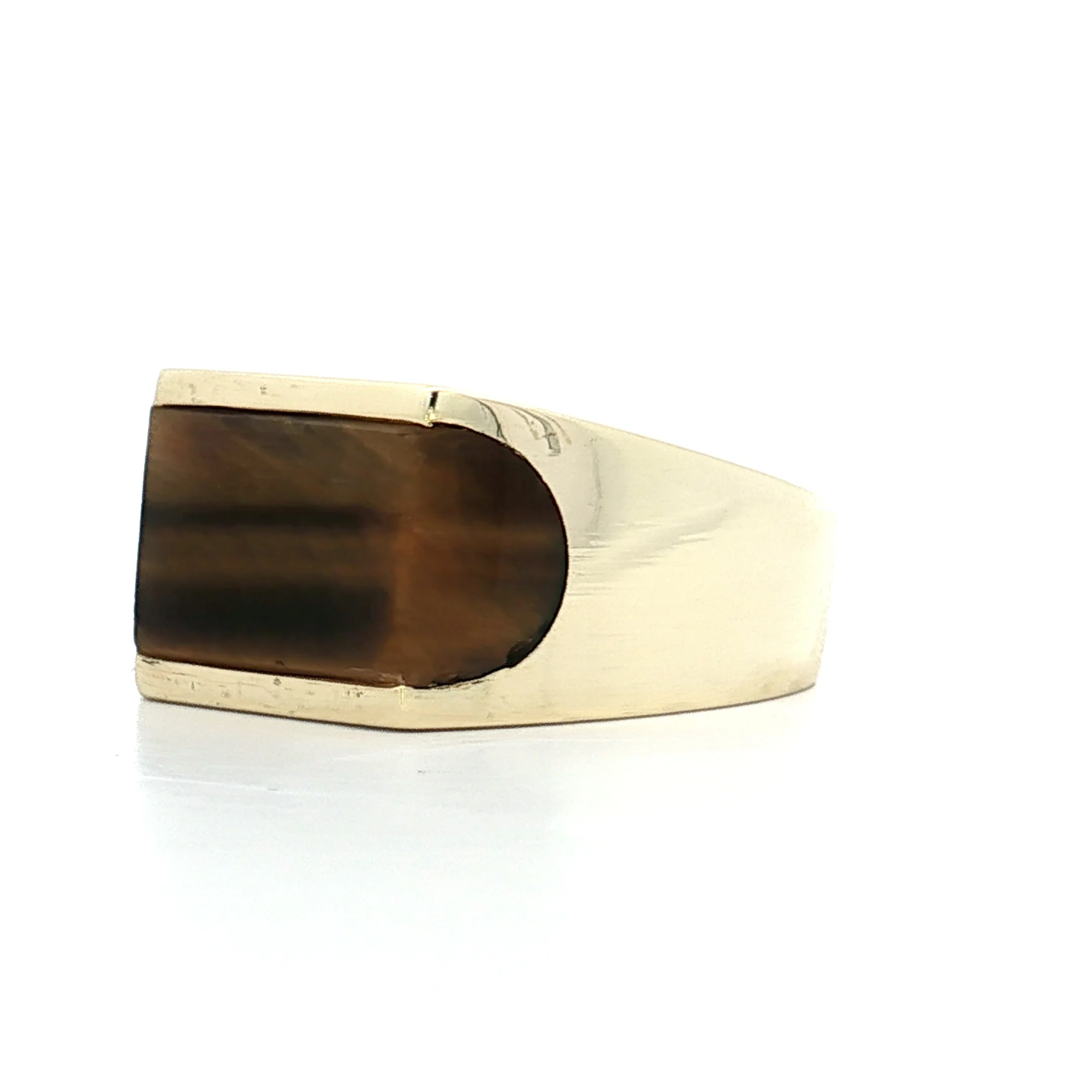 Vintage Mid-Century Tigers Eye Cocktail Ring 14k - Image 2