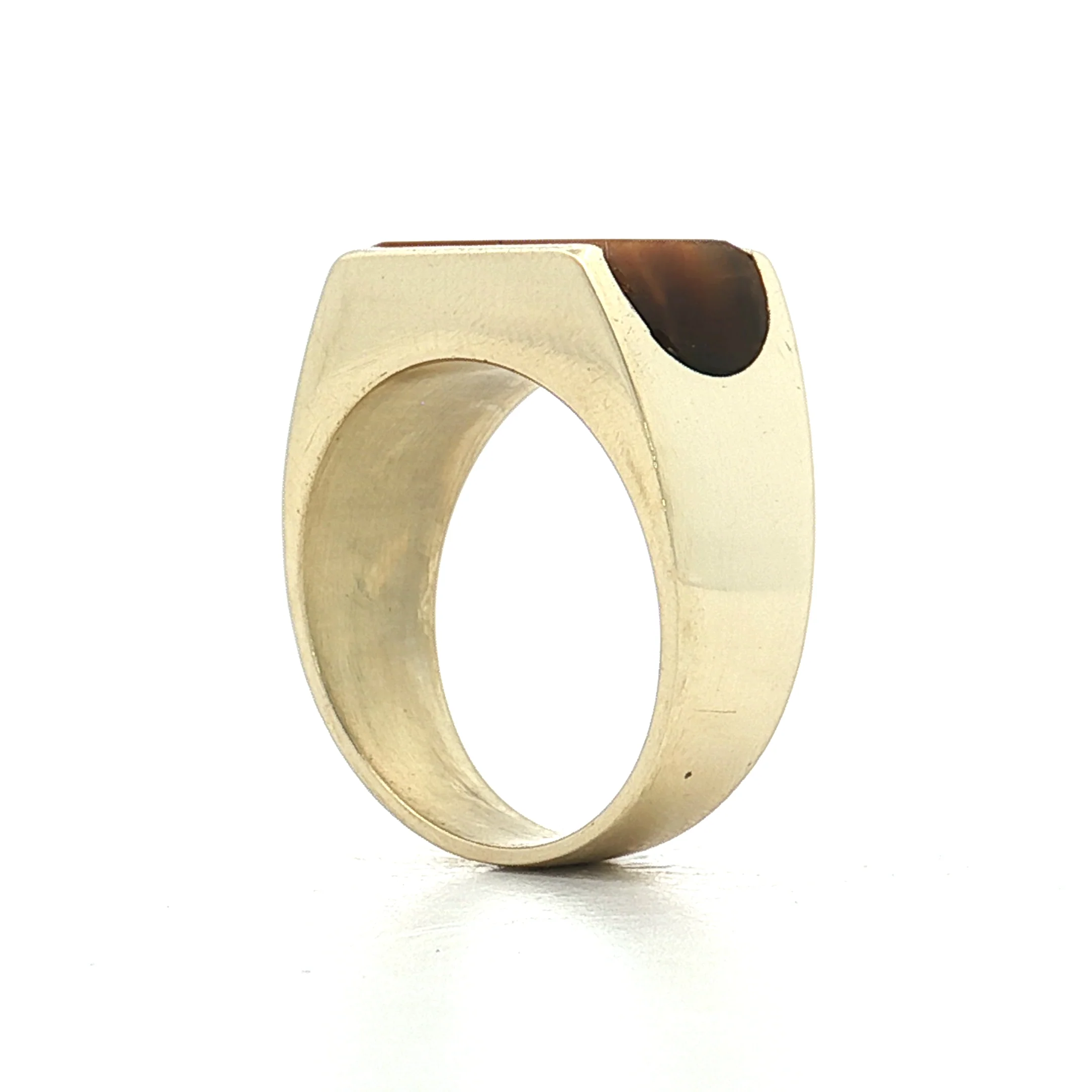 Vintage Mid-Century Tigers Eye Cocktail Ring 14k - Image 5