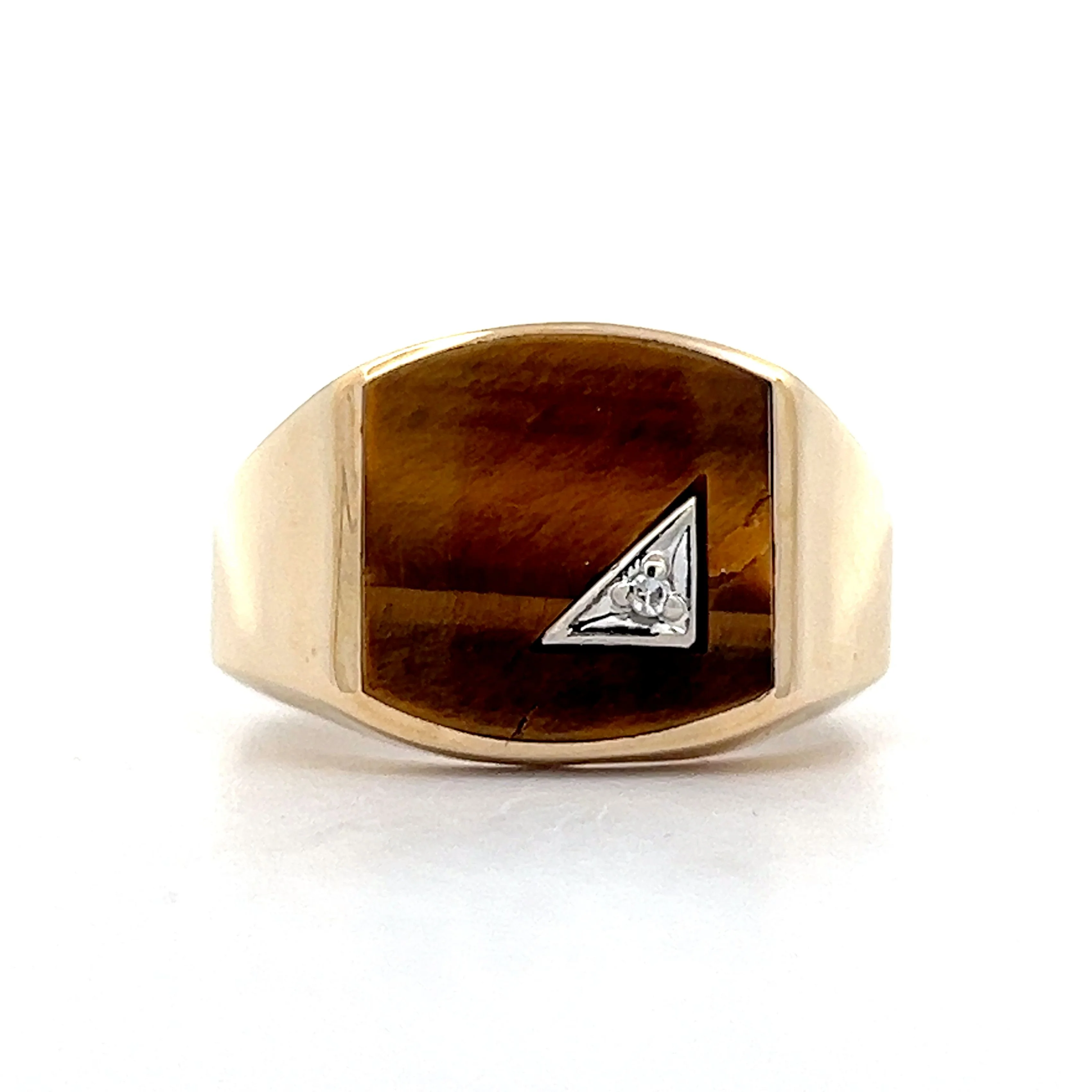 Vintage Mid-Century Tigers Eye Cocktail Ring in 10k
