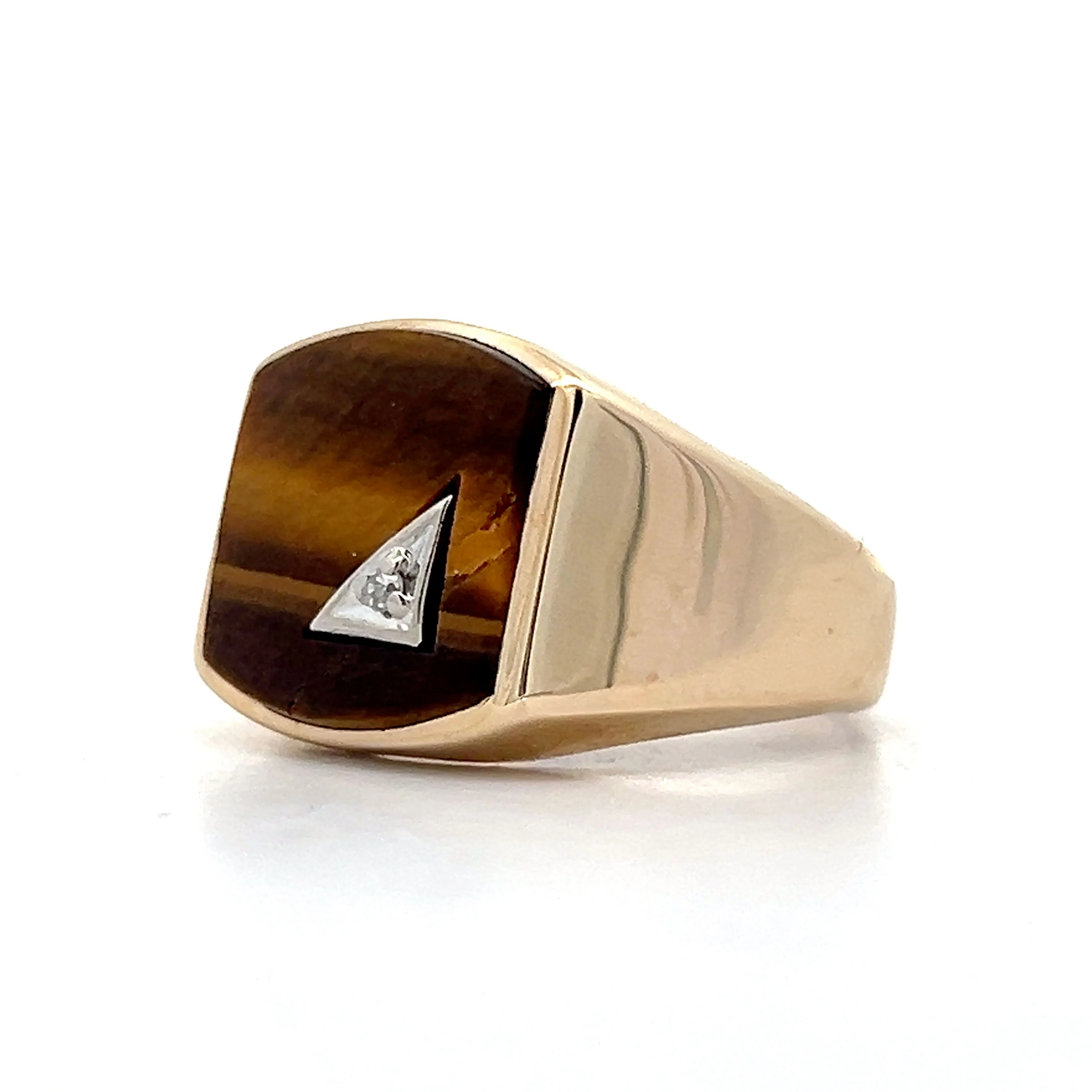 Vintage Mid-Century Tigers Eye Cocktail Ring in 10k - Image 2