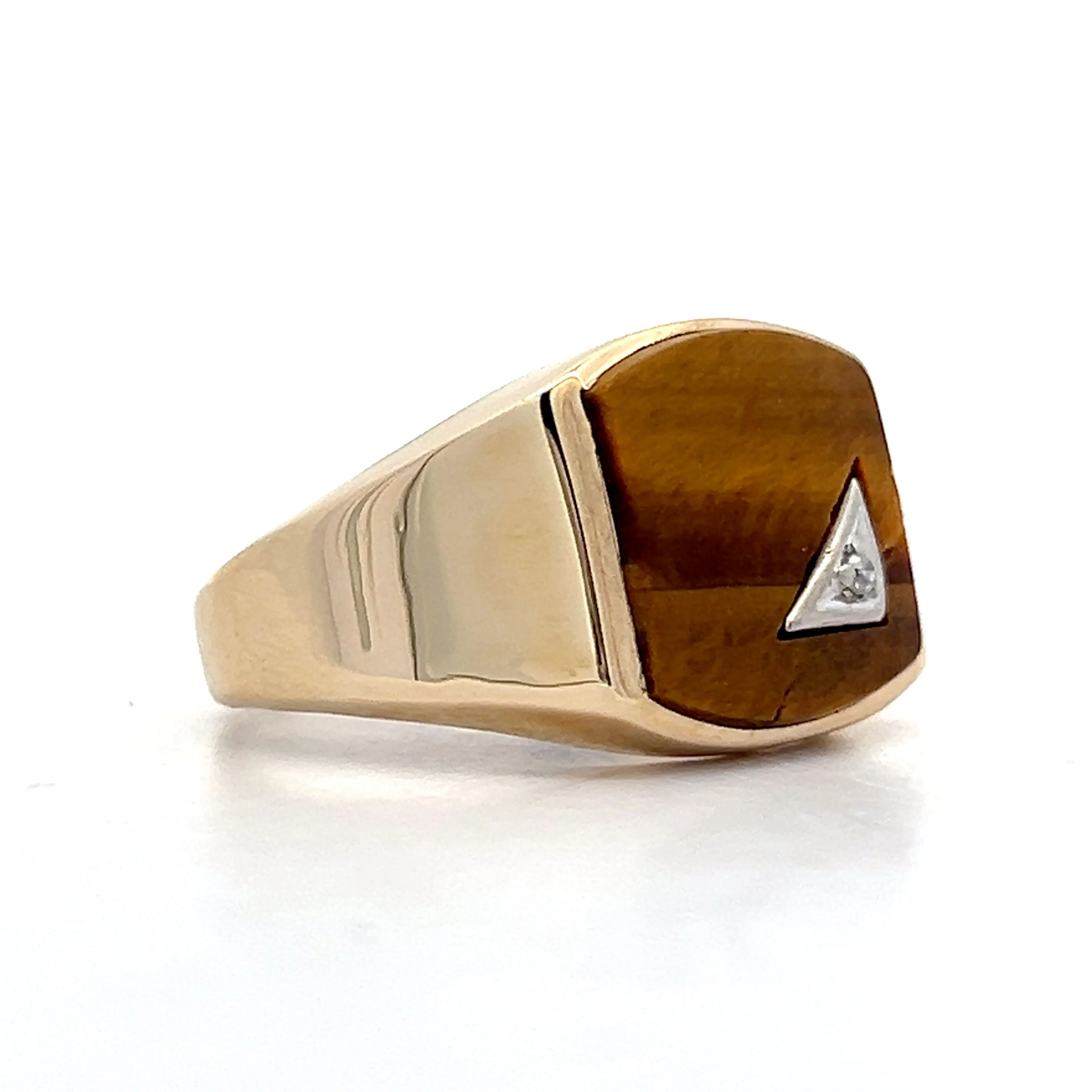 Vintage Mid-Century Tigers Eye Cocktail Ring in 10k - Image 3