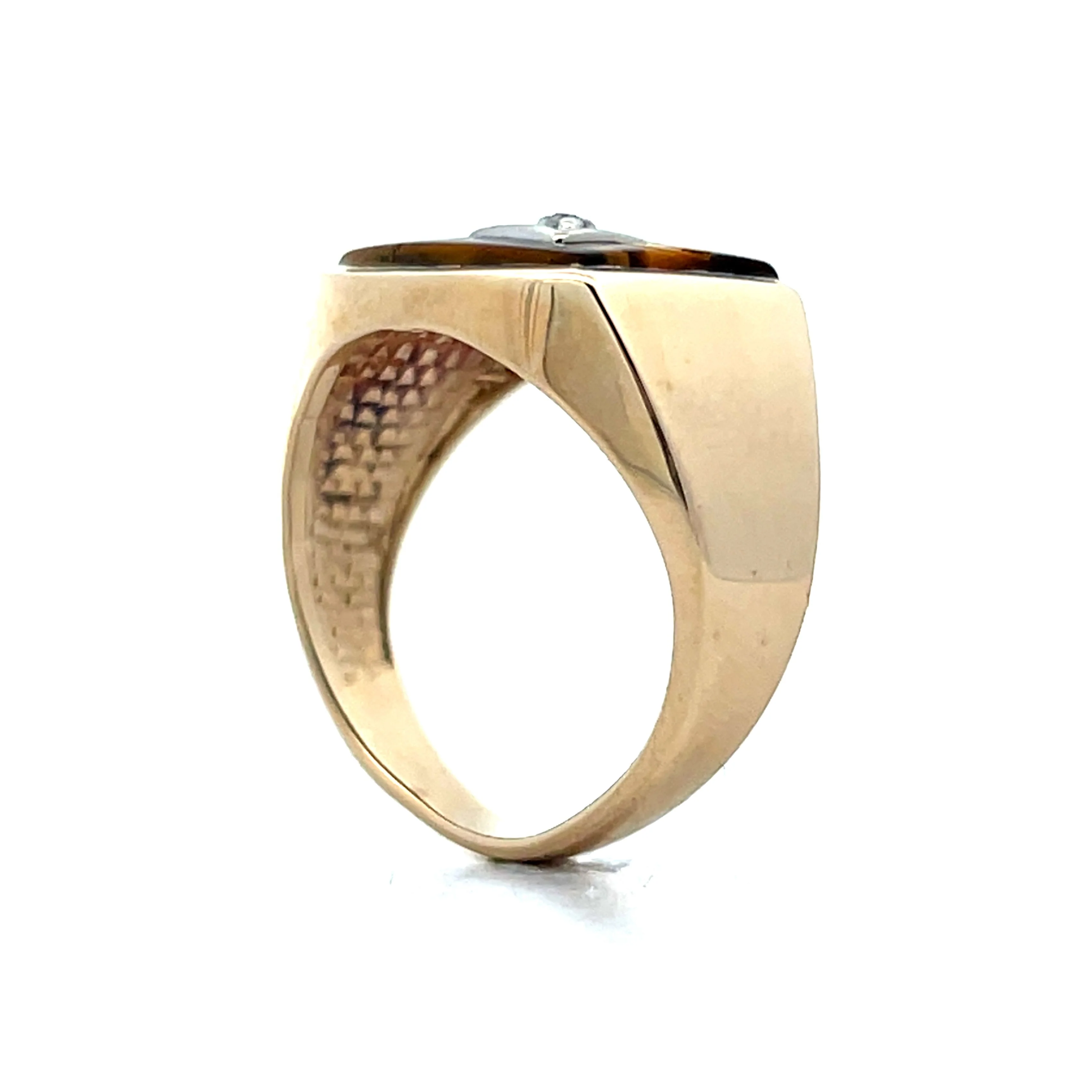 Vintage Mid-Century Tigers Eye Cocktail Ring in 10k - Image 5