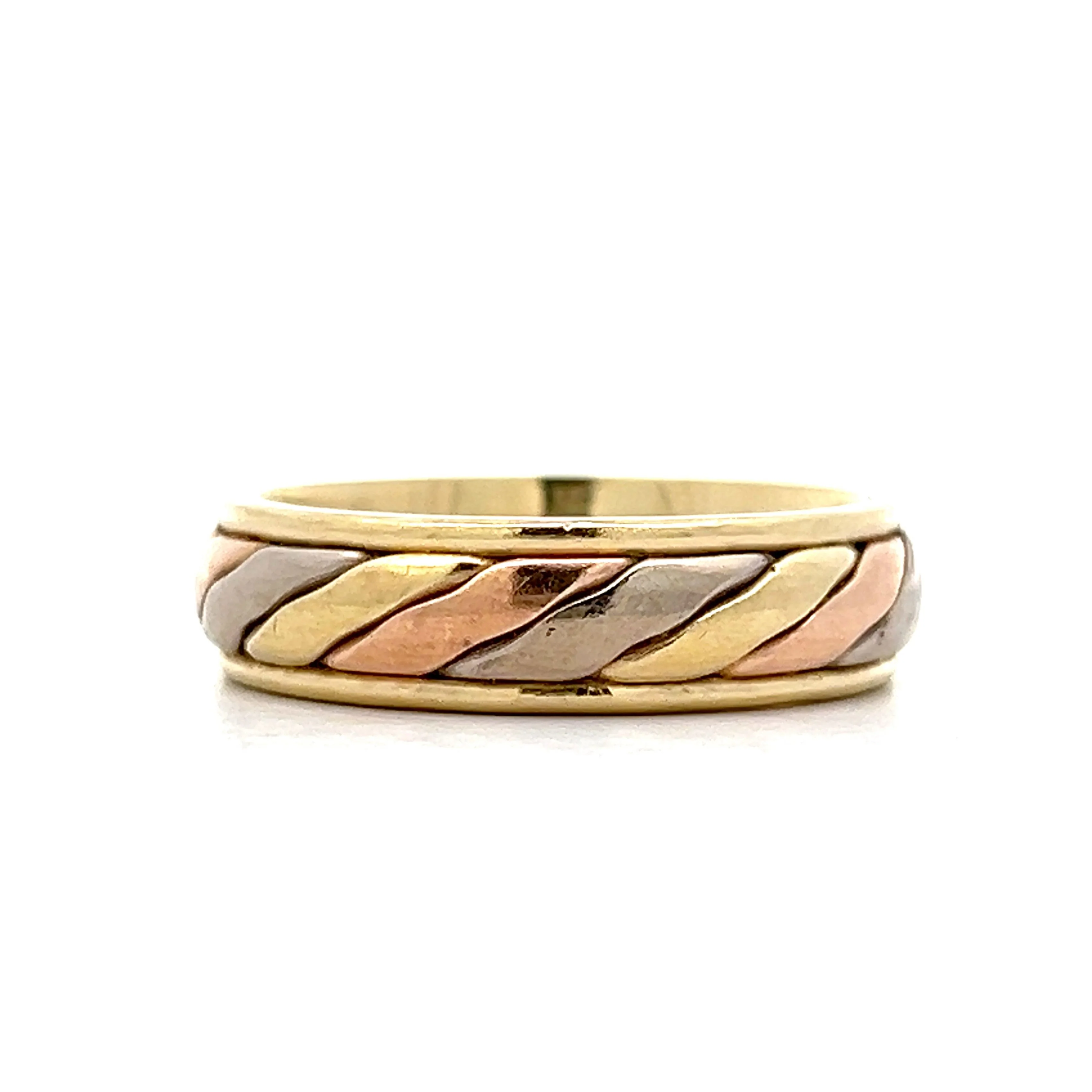 Vintage Mid-Century Tri-Tone Wedding Band in 14k - Image 2