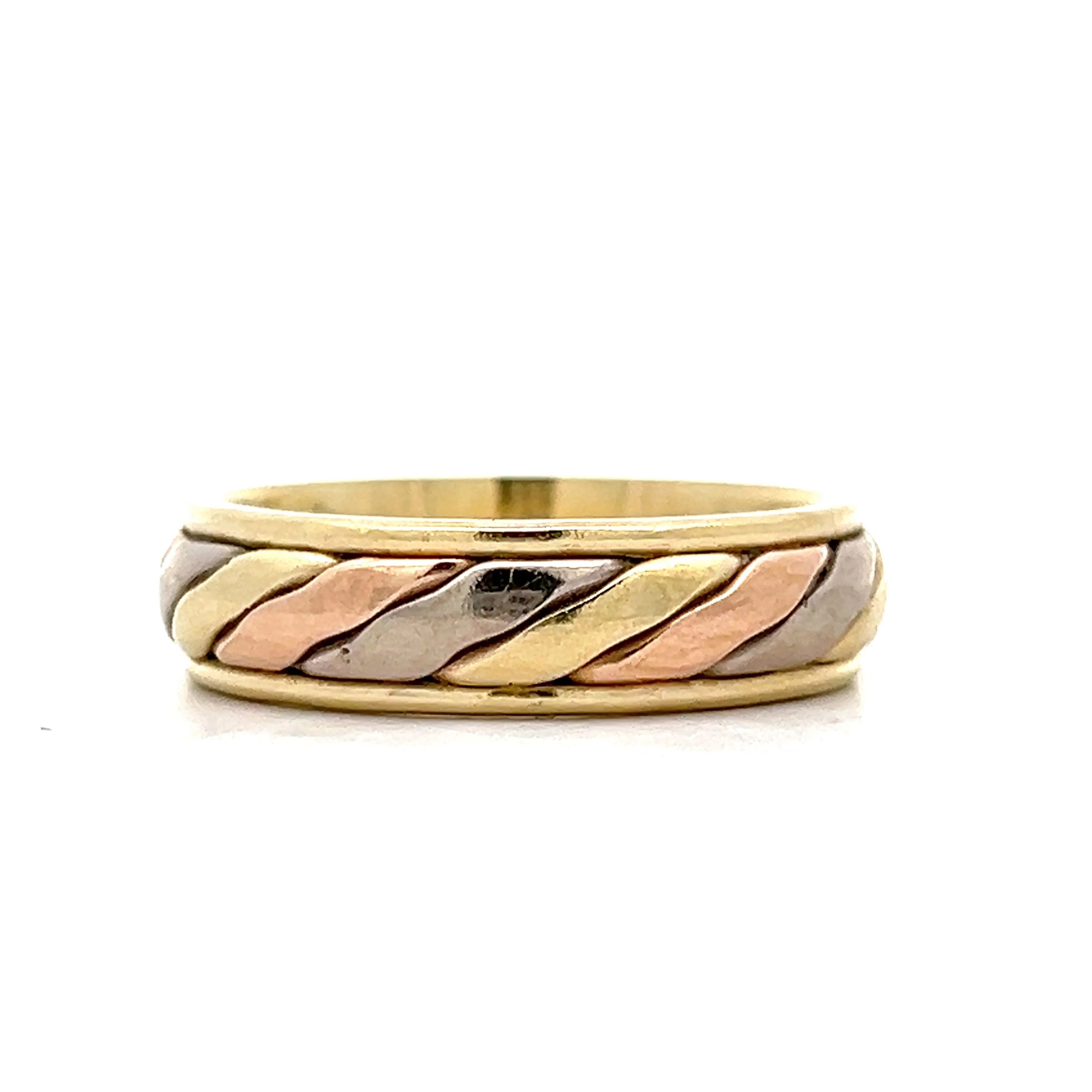Vintage Mid-Century Tri-Tone Wedding Band in 14k - Image 3
