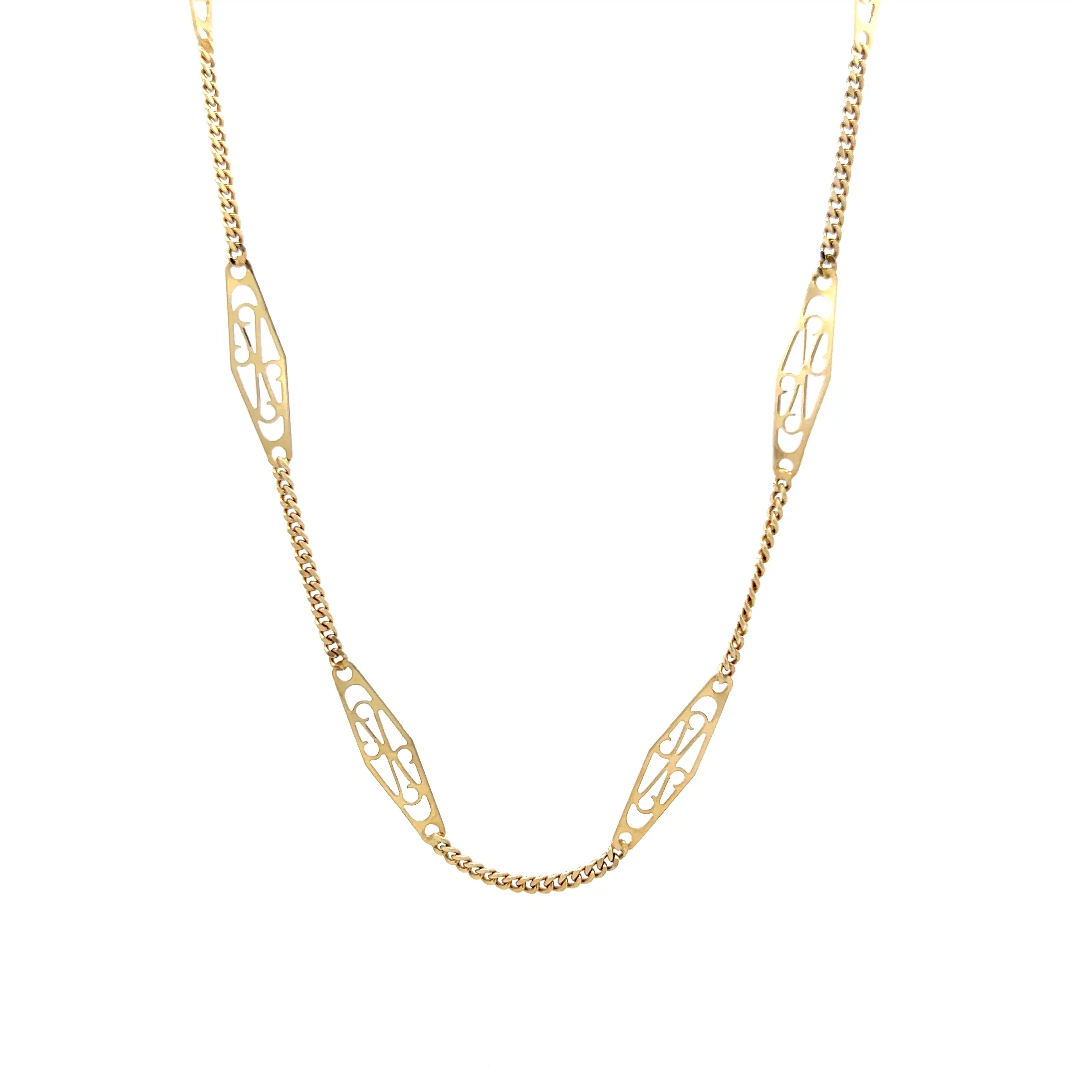 Vintage Mid-Century Triangular Link Necklace in 14k