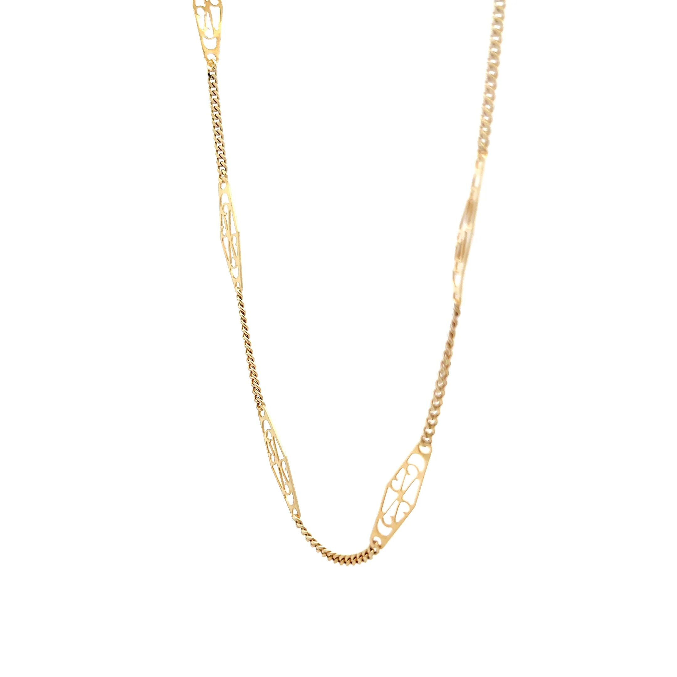 Vintage Mid-Century Triangular Link Necklace in 14k - Image 2