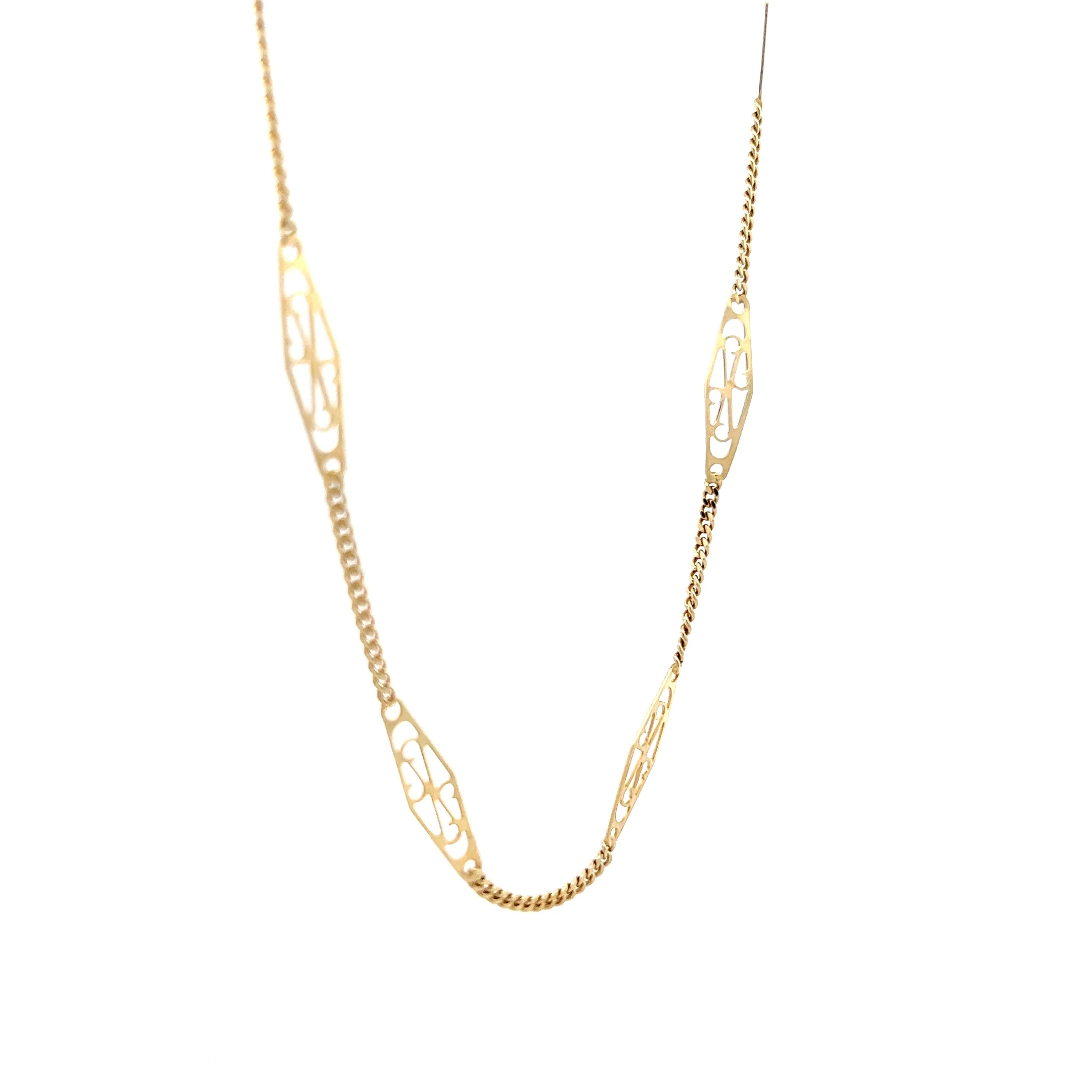 Vintage Mid-Century Triangular Link Necklace in 14k - Image 3