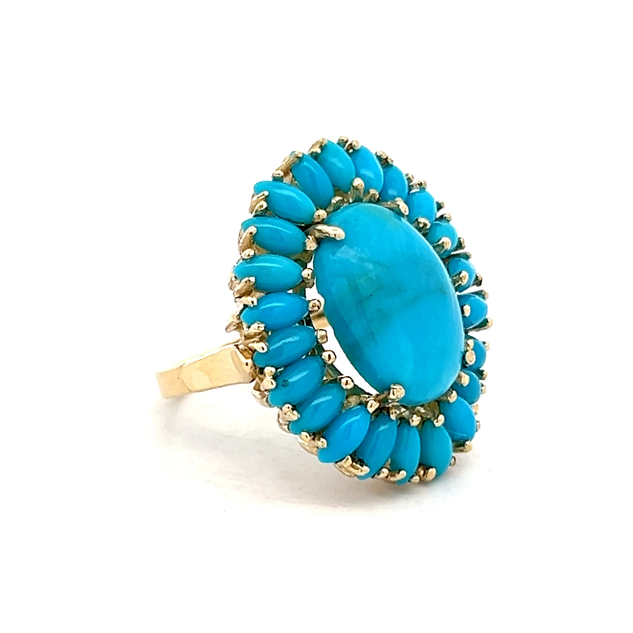 Vintage Mid-Century Turquoise Cocktail Ring in 14k - Image 3