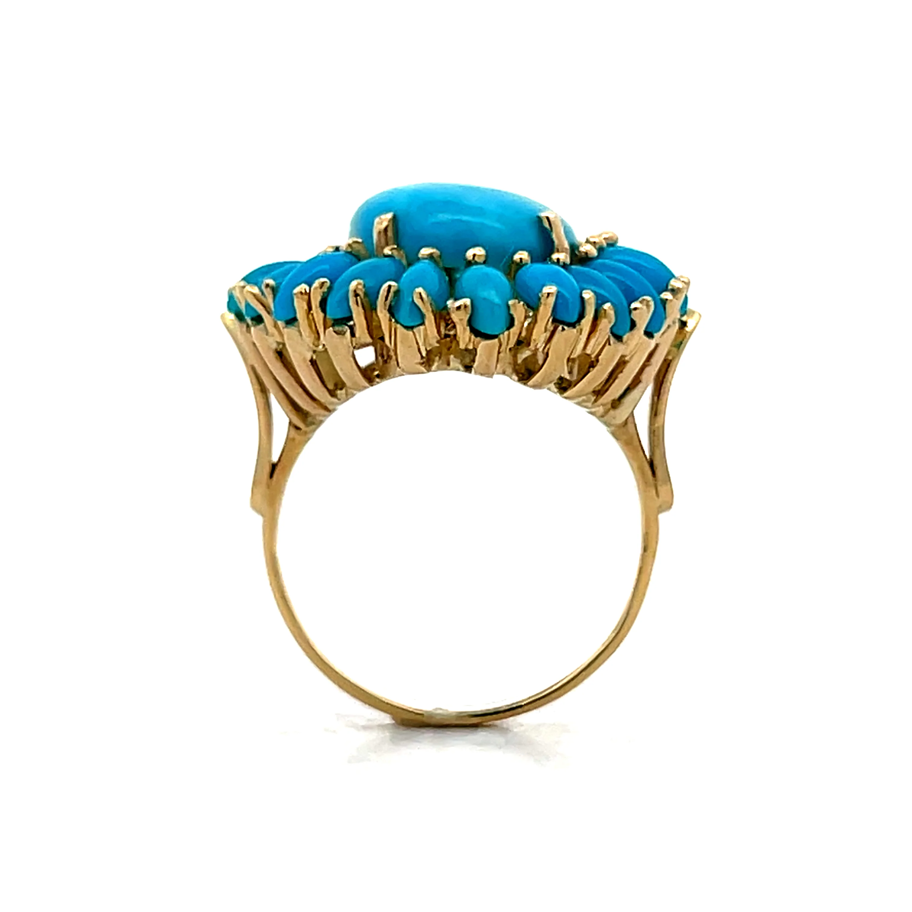 Vintage Mid-Century Turquoise Cocktail Ring in 14k - Image 5