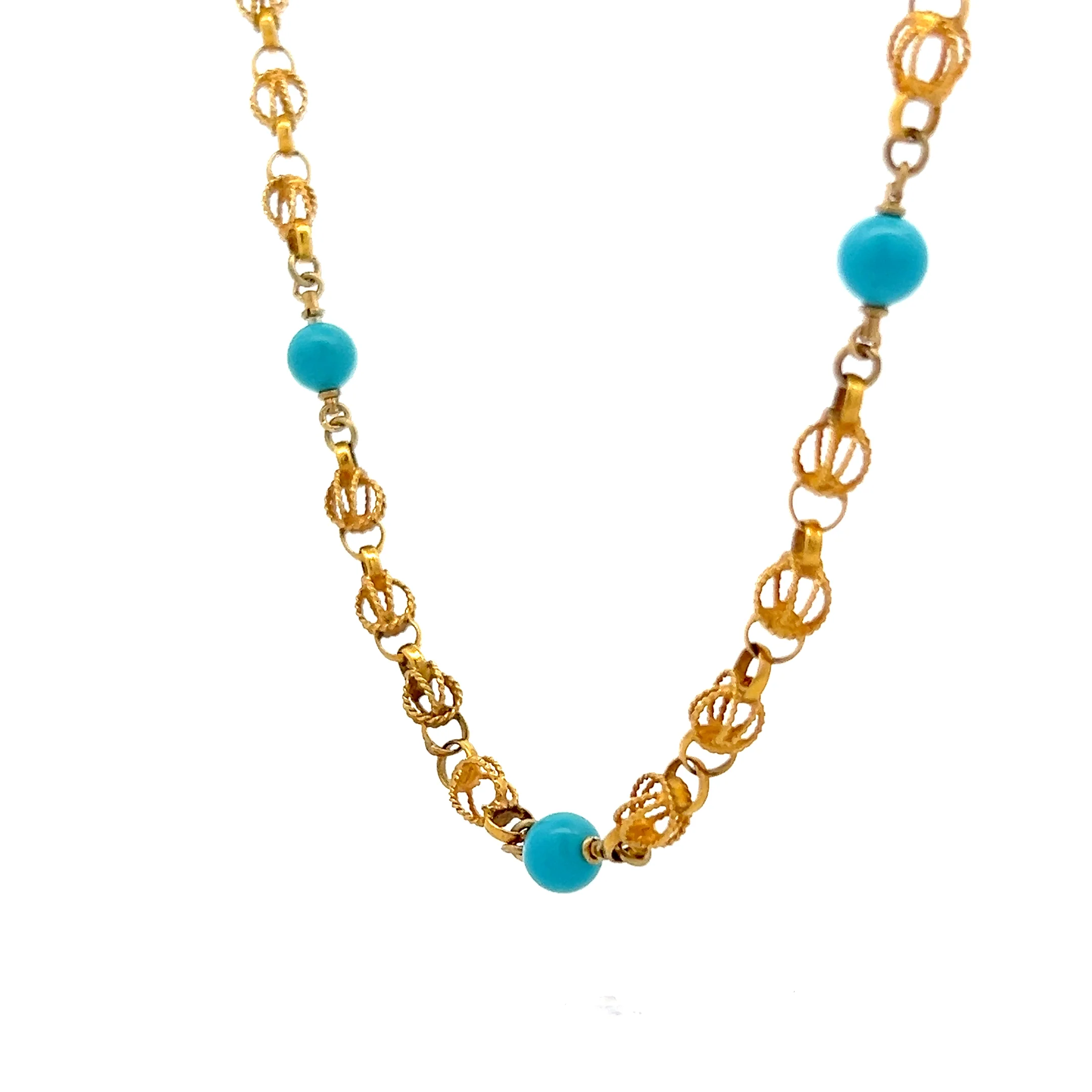Vintage Mid-Century Turquoise Necklace in 18k - Image 2