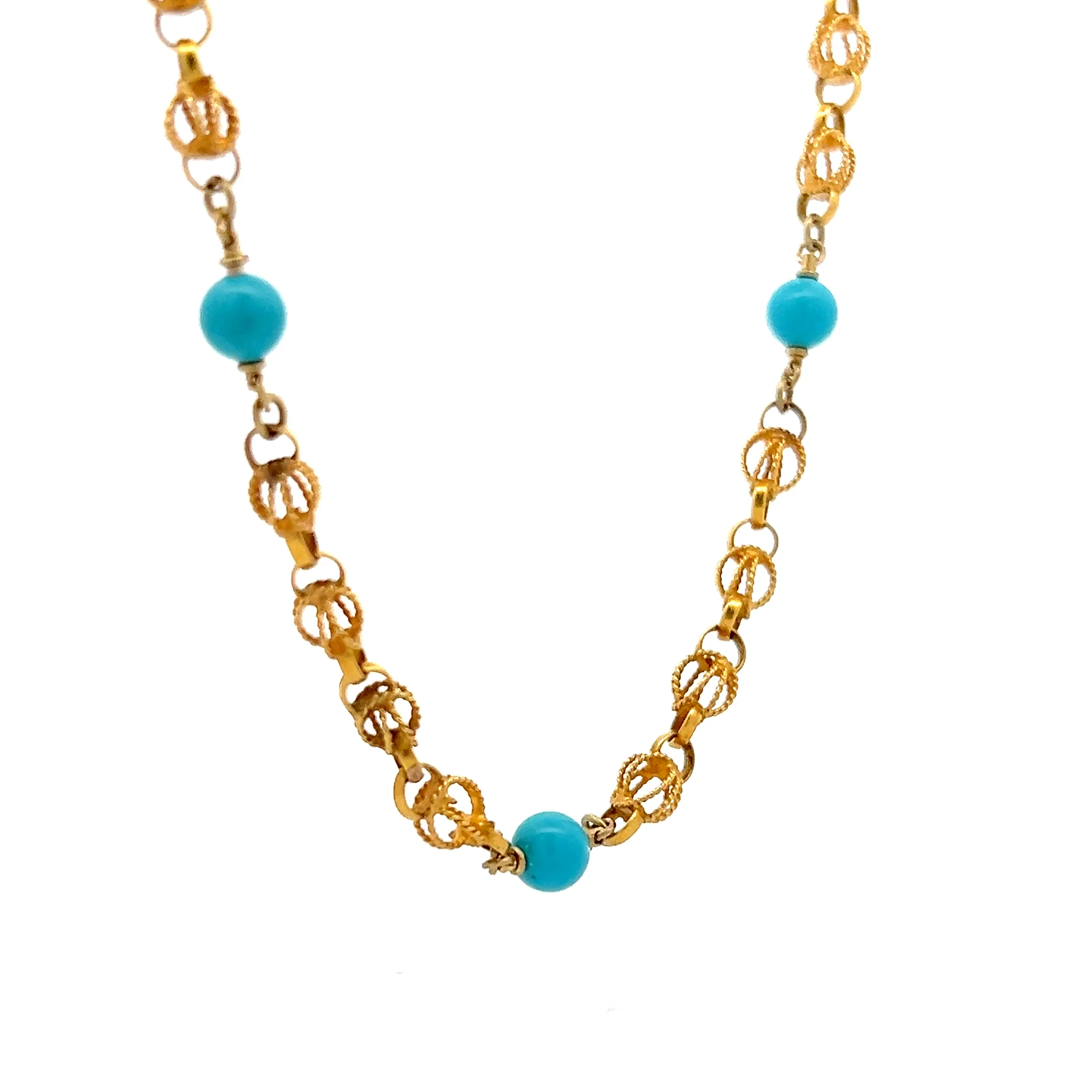 Vintage Mid-Century Turquoise Necklace in 18k - Image 3